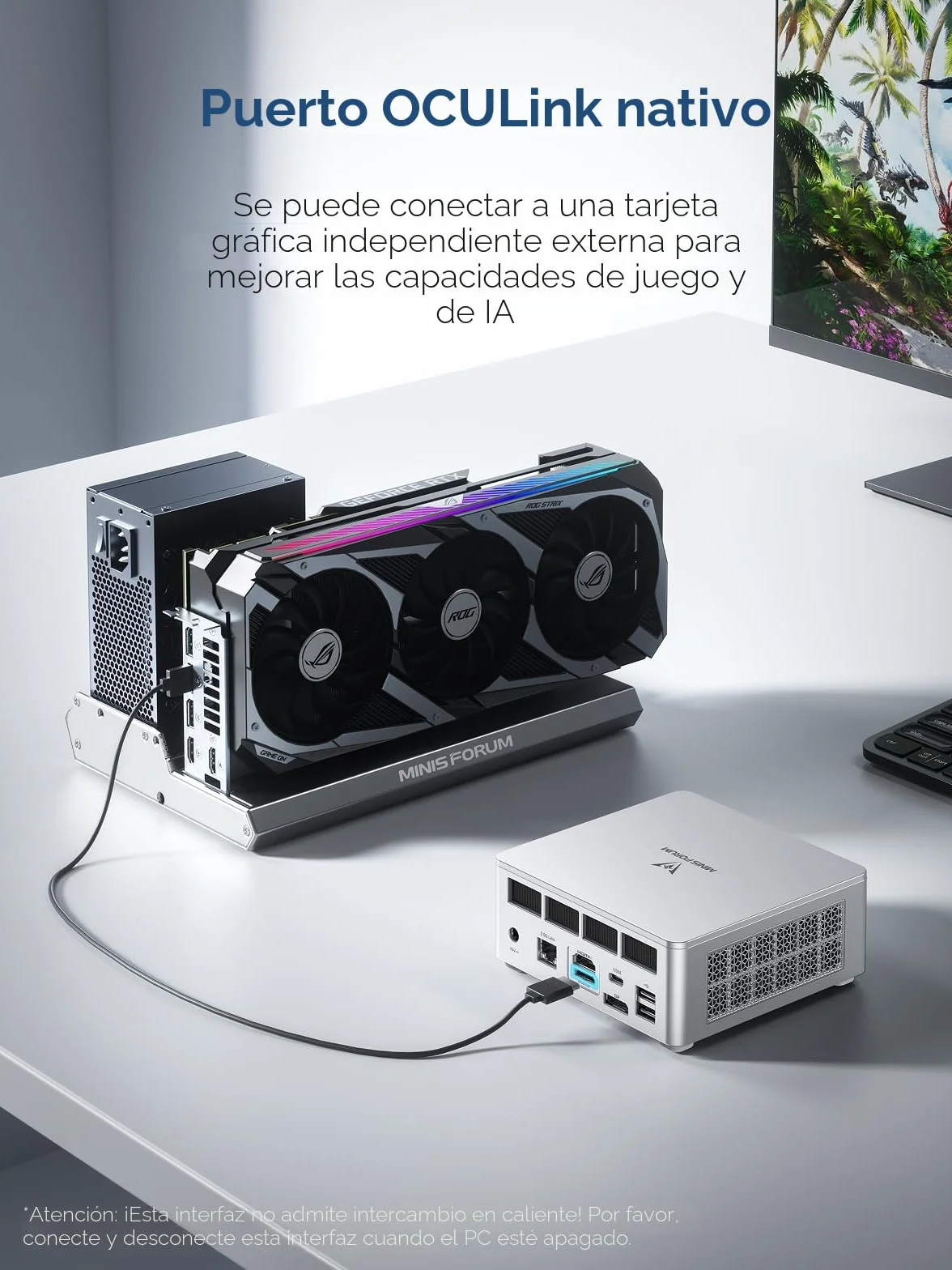 MINISFORUM Mini PC UM880 Plus con AMD Ryzen 7 8845HS (8C/16T, hasta 5,1 GHz),Mini computadora Radeon 780M, 32GB DDR5, 1TB PCIe4.0 SSD, OCuLink, 5 Puertos USB, Triple Pantalla con HDMI+DP+USB4, Wifi6e