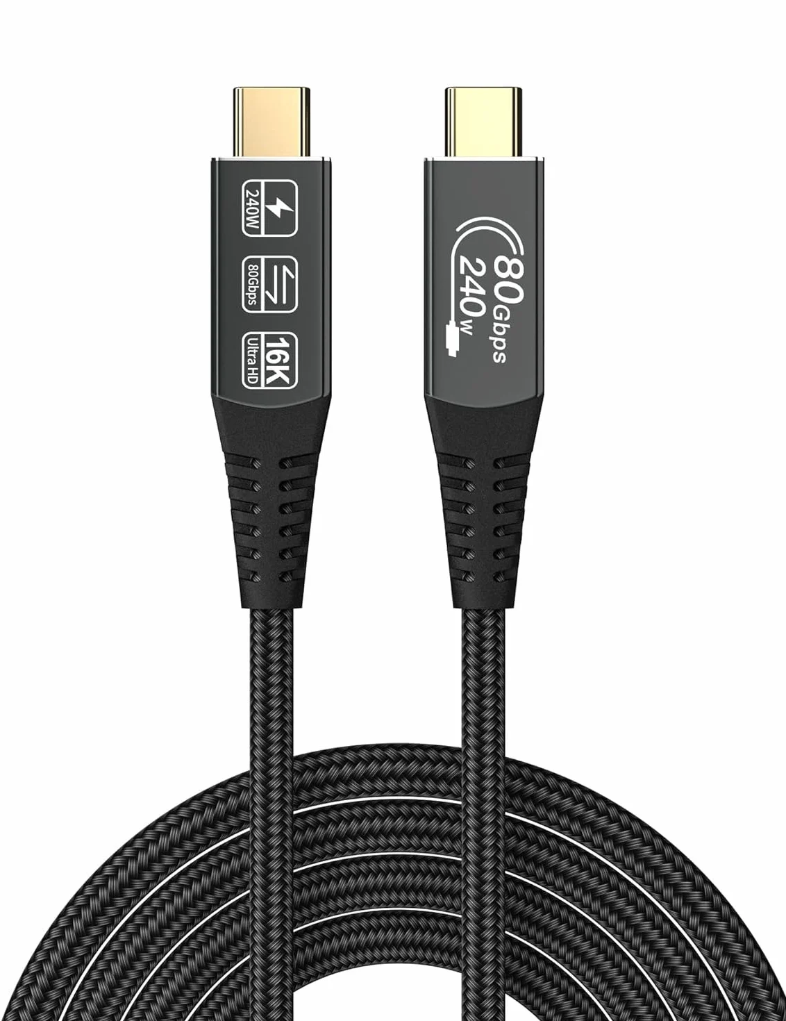 CAKOBLE thunderbolt 5 cable,240W Cable USB C 80 Gbps Cable USB C transmisión de datos,Cable USB C Vídeo 16K@60Hz Compatible cable thunderbolt 4 pertain MacBooks, iPad Pro, Hub, Dock (3m)