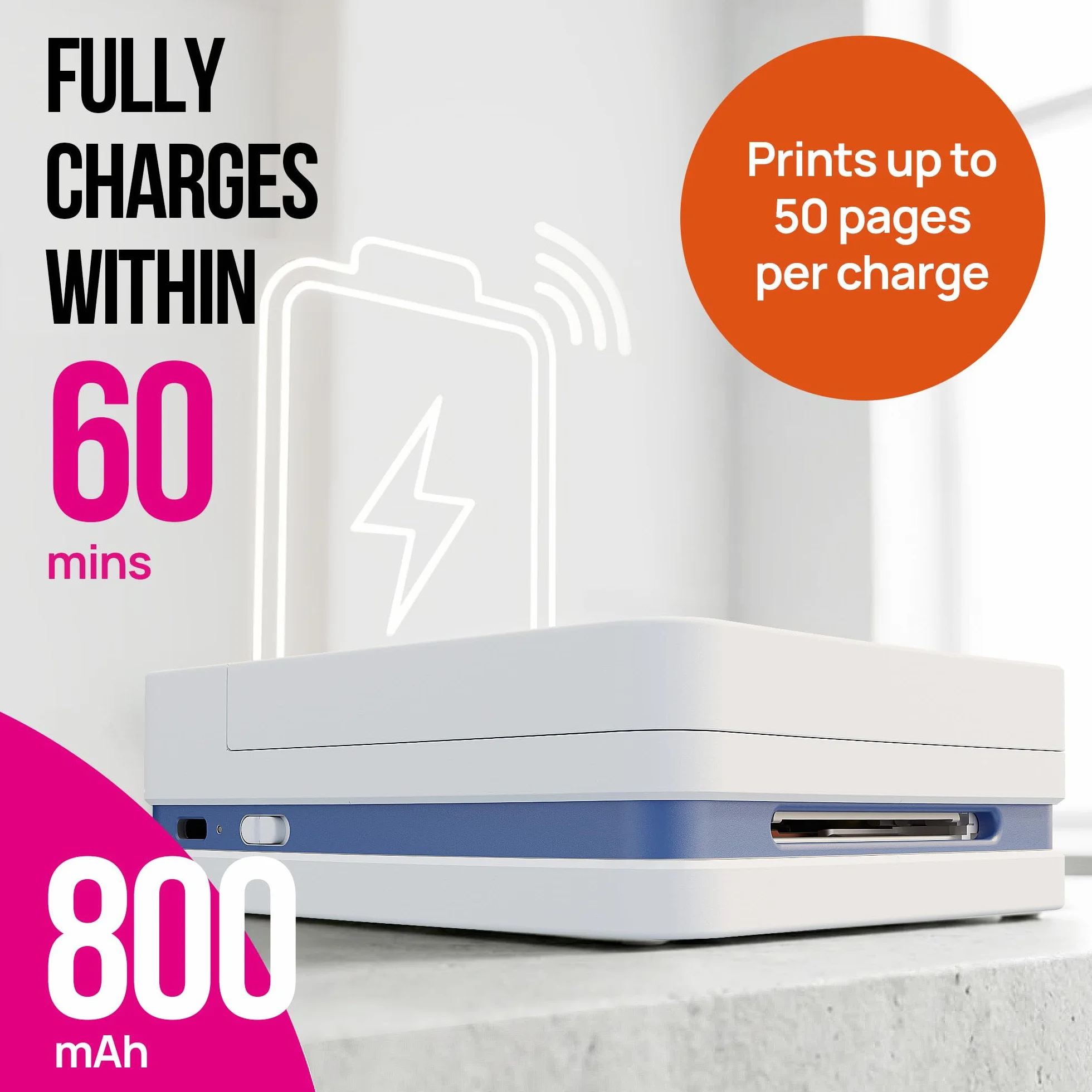 Nelko PP01 - Impresora fotográfica portátil con 100 hojas de papel y cartucho de tinta, impresión instantánea de fotos para iOS/Android, mini impresora de tamaño de bolsillo con aplicación de edición
