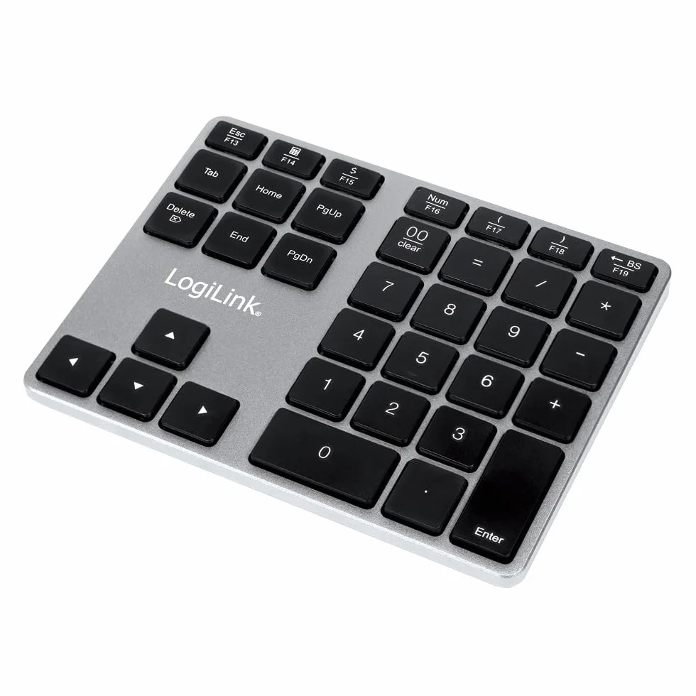 LogiLink ID0187 BT v3.0 - Teclado numérico con 35 Teclas y Teclas de función para Windows/MacOS, Aluminio