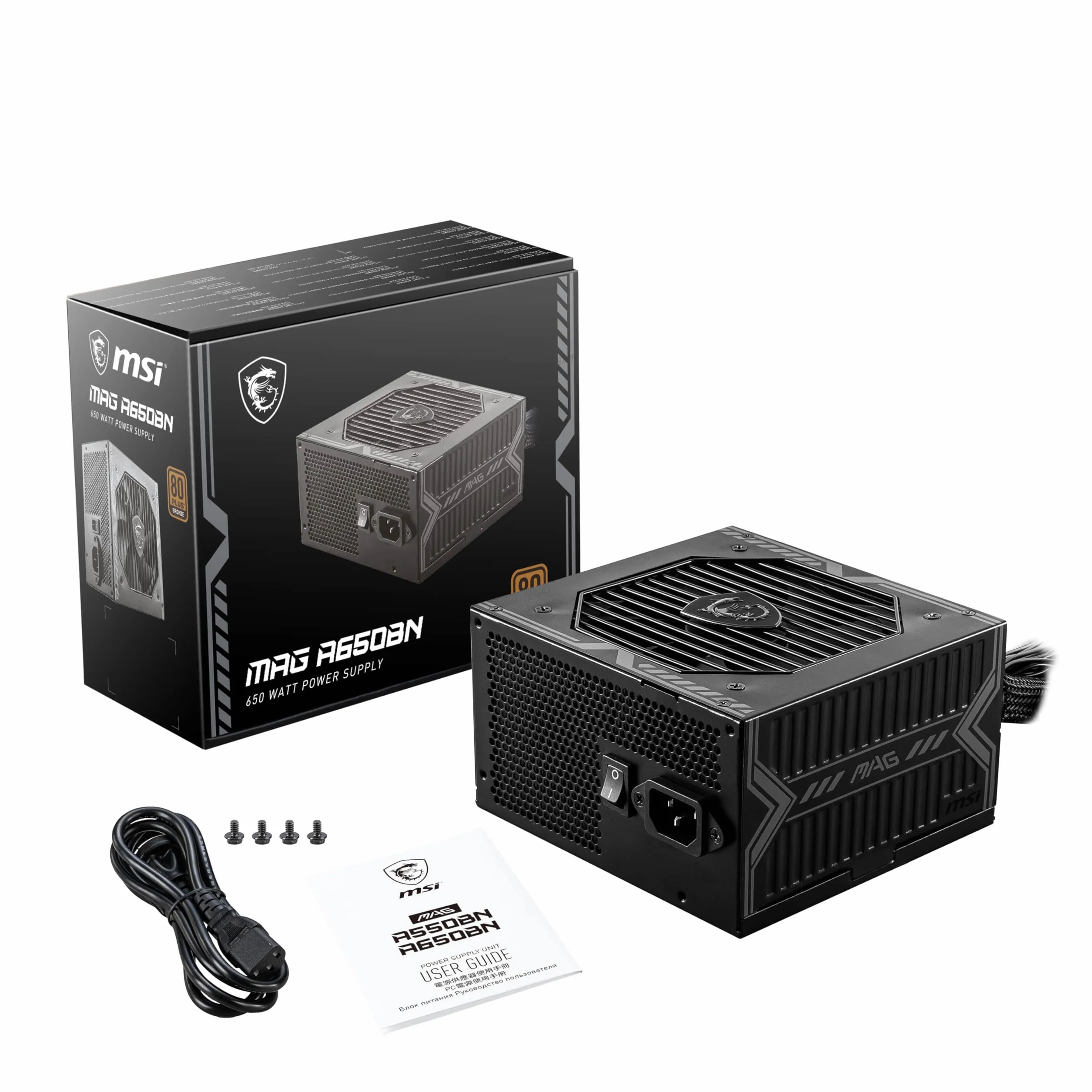 MSI MAG A650BN Fuente de Alimentación Gaming 80 Plus Bronze 650W 12V Single-Rail DC-to-DC 120mm
