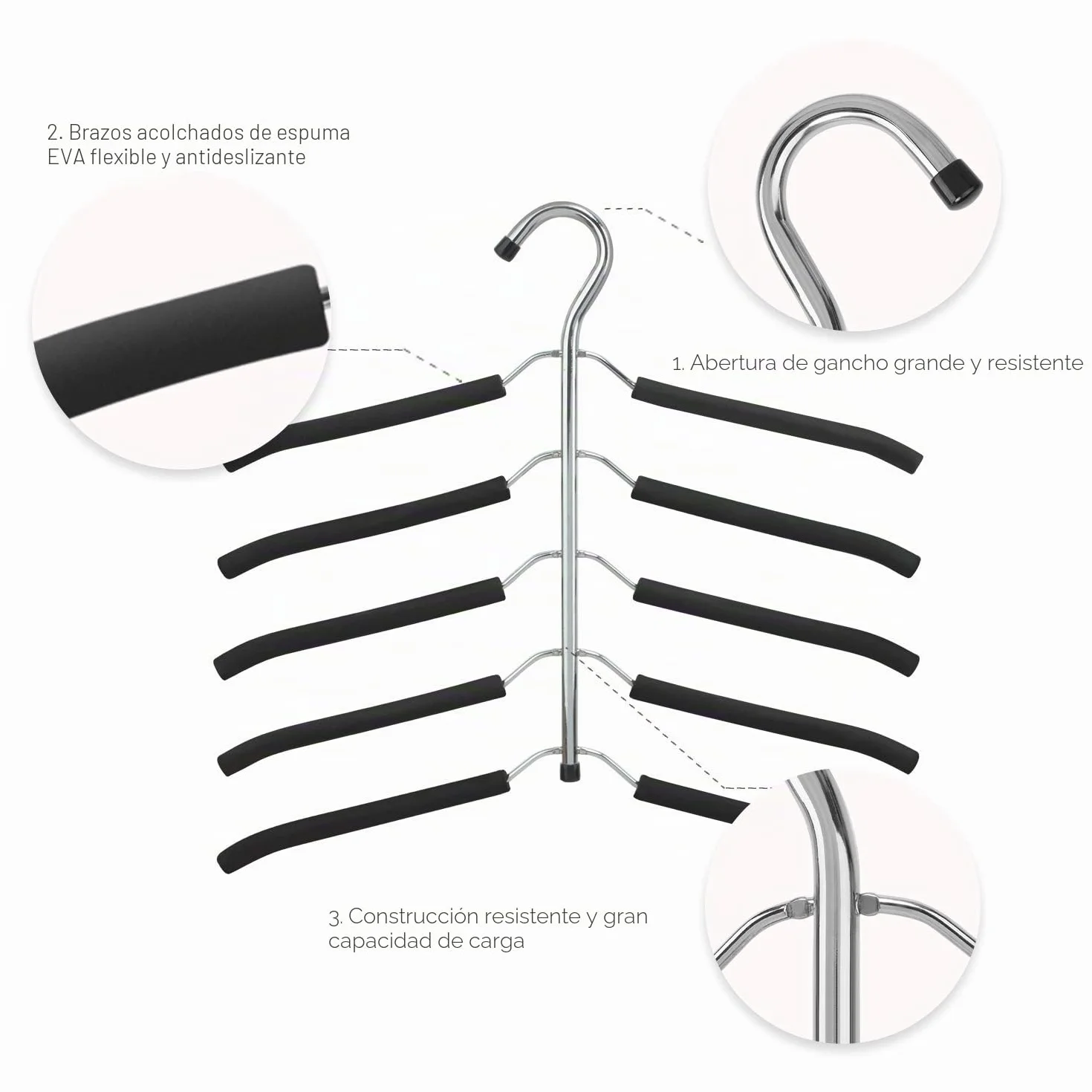 Perchas 5 en 1 Multifuncional Organizador para Adultos 3 Pack Antideslizantes Resistentes