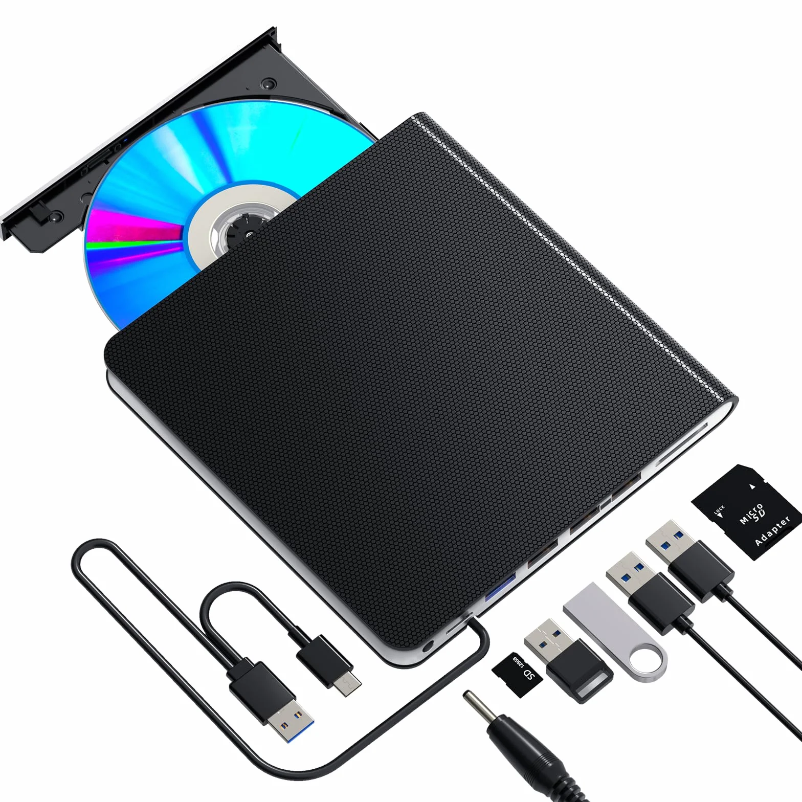 Unidad Blu-ray Externa USB 3.0 y Tipo C - Reproductor y Grabadora DVD/BD de Alta Definición para Windows 7/8/10/11