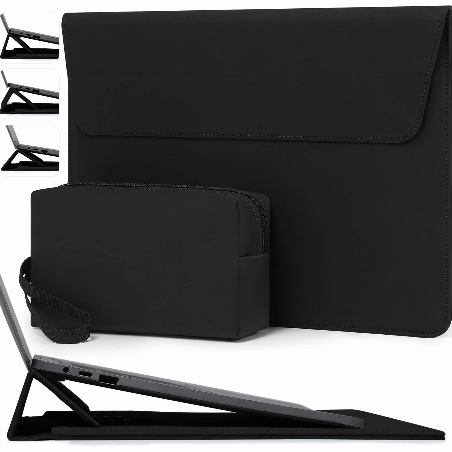 HYZUO 15-16 Pulgadas Funda Bolsa Portátil con Soporte Ajustable para MacBook Pro 16 M5/M4/M3/M2/M1 A3428 A3429 2026-2019, XPS 15, MacBook Pro 15 2015-2012, HP Envy 15,6, Negro