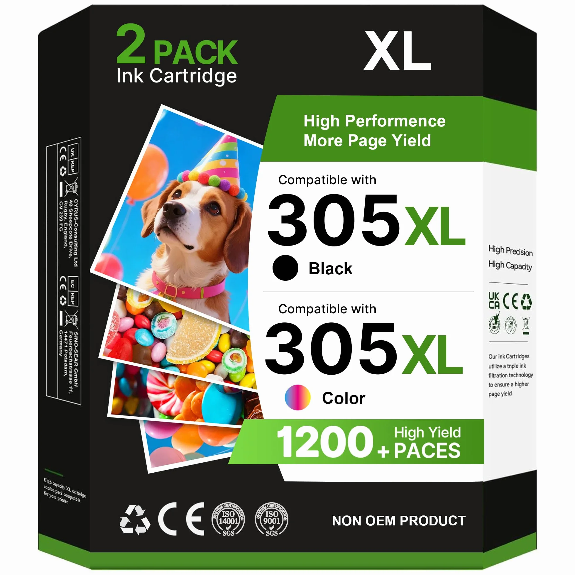 305XL Compatible con Tinta HP 305 XL Negro y Color para HP DeskJet 2820e 2821e 2822e 2720 2721 2722 2723 2710 4220e 4222e 4120e 4122e 2320 Envy 6020 6022e 6030e 6430e 6432e (Negro y Color)