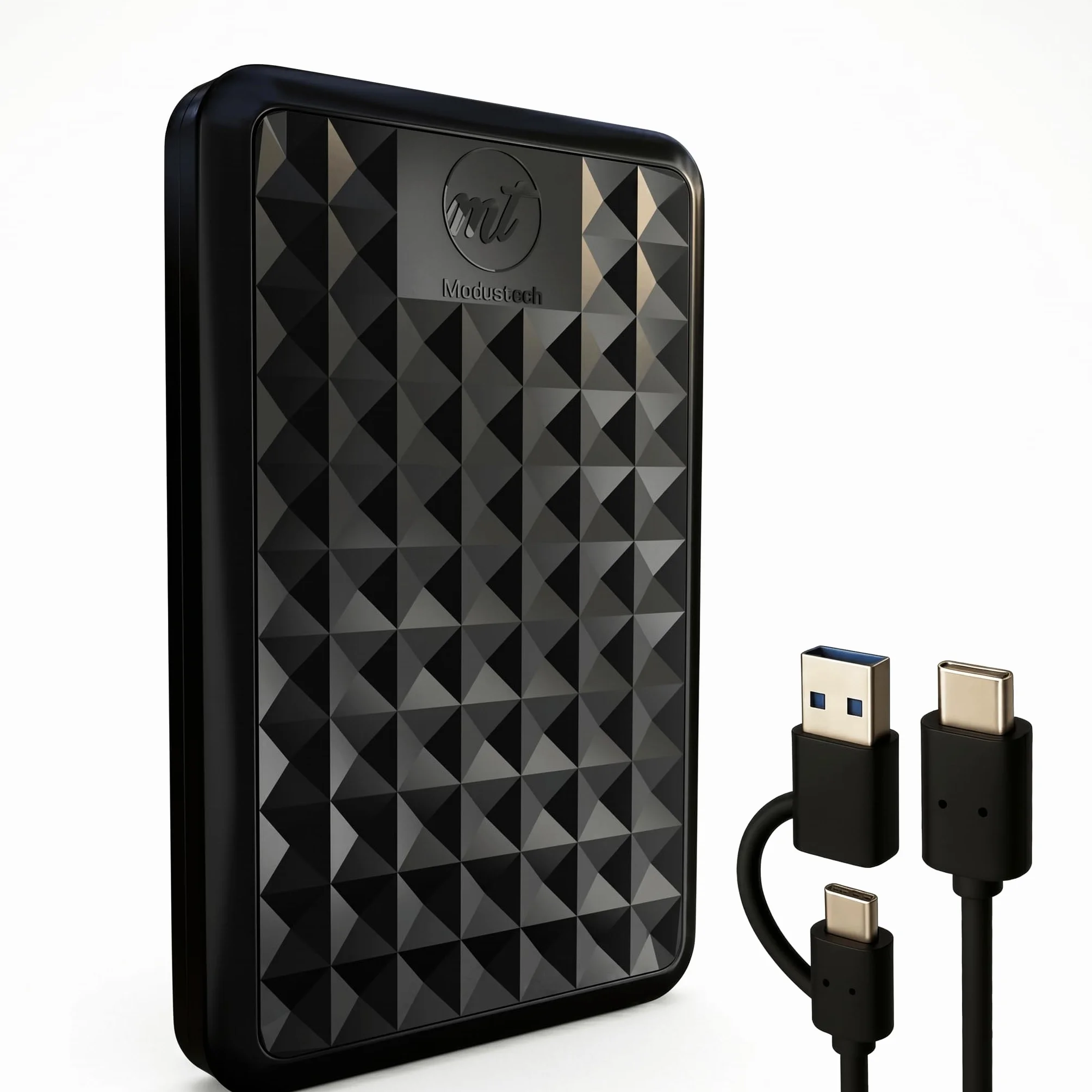 ModusTech Facet 1TB Disco Duro Externo Portátil USB-C/USB 3.1 — HDD Fino de 2,5 Pulgadas para Copias de Seguridad, Gaming, PC, Mac, Portátil, PS4, Xbox, Smart TV (Negro)