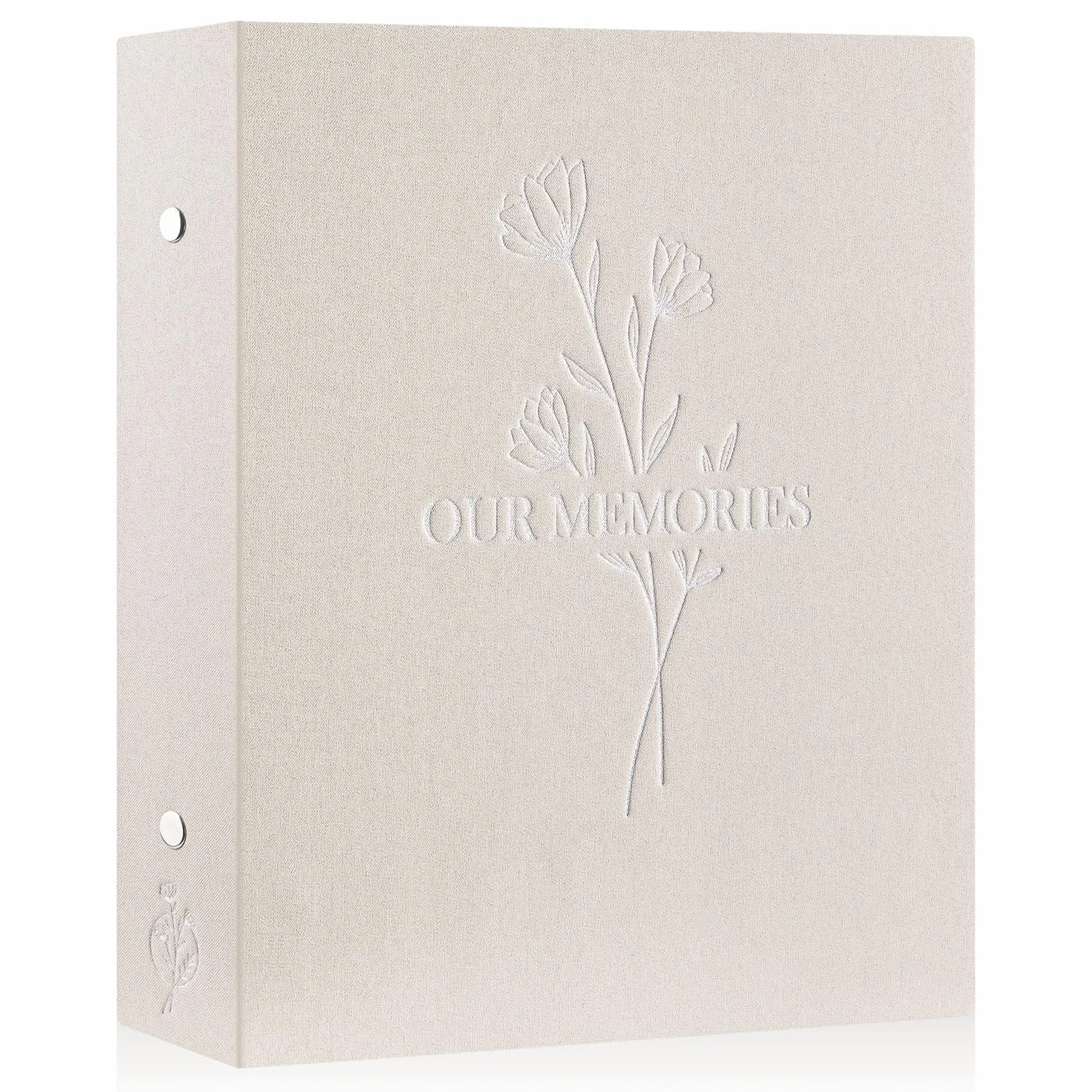Lanpn Lino Album de Fotos 10x15 400, OUR MEMORIES Tapa Dura Album para Photos Bolsillos Verticales Beige
