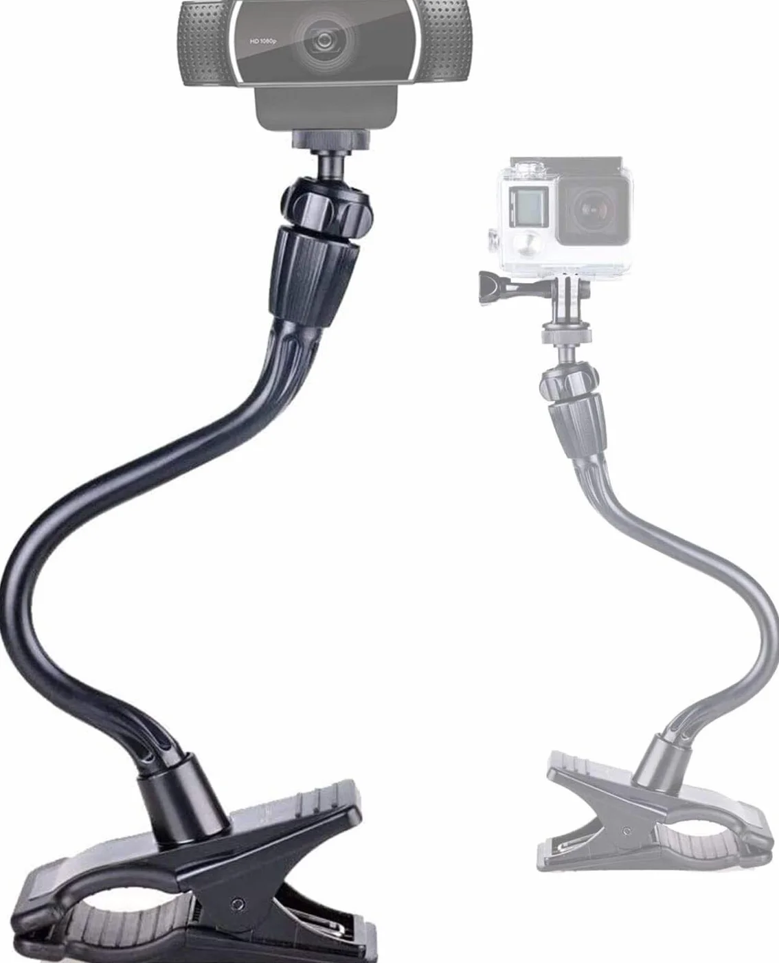 Smatree Webcam Soporte, Soporte de Pinza Flexible para Cuello de Cisne Compatible con Logitech Webcam C925e C922x C922 C930e C930 C920 C615, GoPro Hero 13,12,11,10,9,8,7,6,5, 4, 3, 3, 2, 1 (1/4 Rosca)