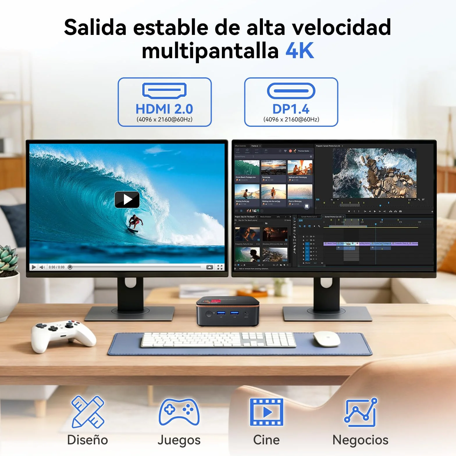 Blackview MP20 Mini PC AMD Ryzen 3300U W-11 Pro (Defeat N95/N150), 16GB RAM 512GB SSD Mini Ordenador de Sobremesa, 4K@60Hz UHD, USB 3.2+HDMI+DP+RJ45 para Negocios/Escuela/Oficina-Garantía de 3 años