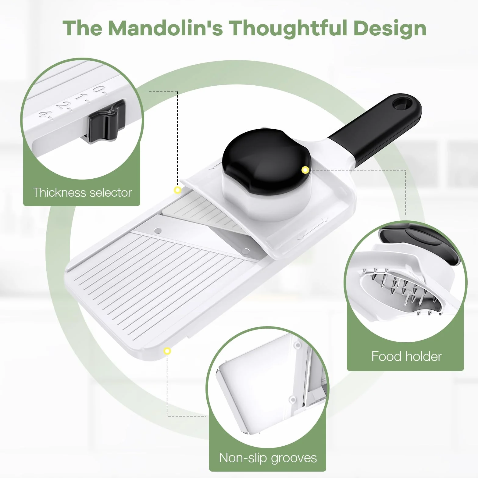 Ibergrif M526 Mandolina de Cocina Ajustable 1-4 mm, Cortador de Verduras Manual con Protector de Dedos