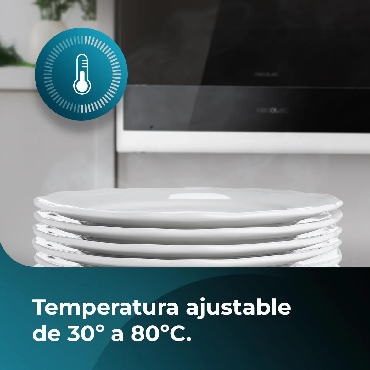 Cecotec Bolero Hexa WD Edge Cajón Calientaplatos Integrable 60cm 470W Negro INOX