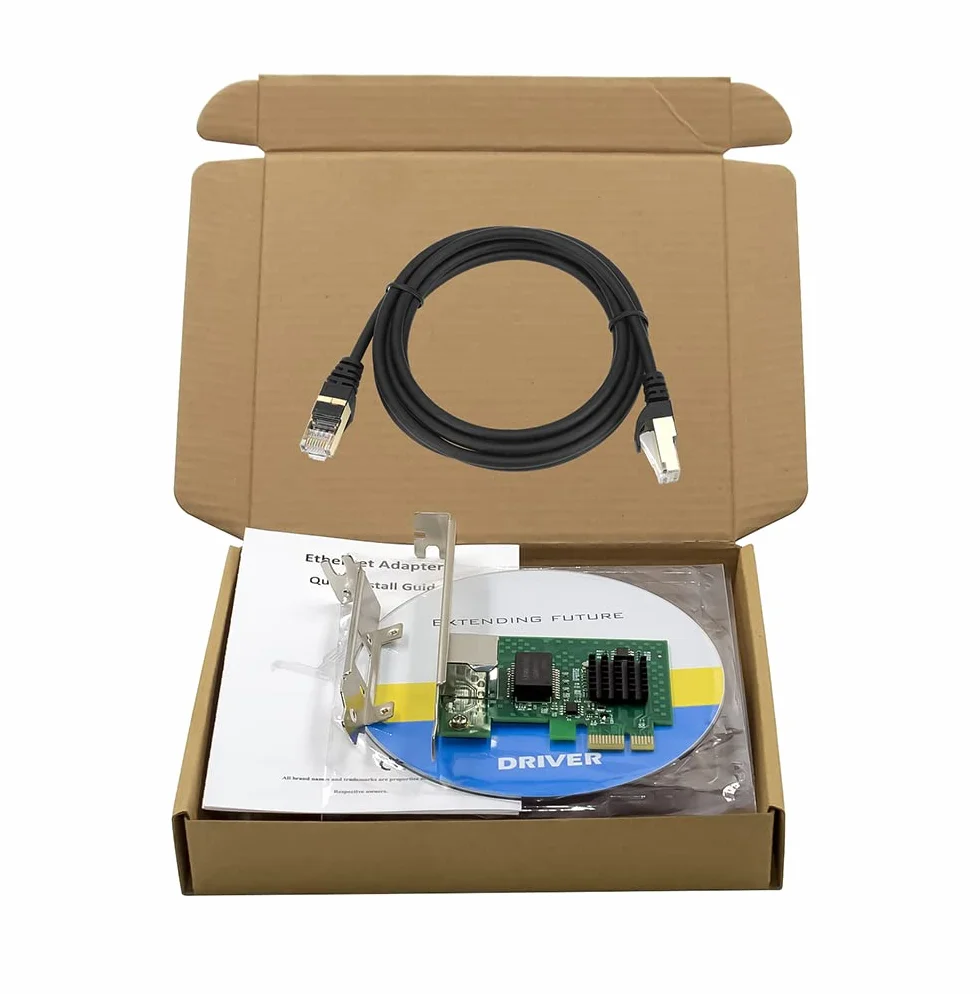 Adaptador de Red PCIe 3.1 de 2.5GBase-T con Intel I225-V+Cable Ethernet Cat8 de 3 pies 2500/1000/100Mbps PCI Express Gigabit Ethernet Card RJ45 Controlador LAN para Windows 10/11