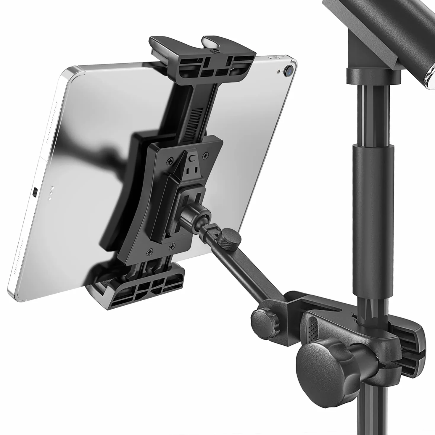 Soporte de Micrófono para Tableta, Soporte Micrófono iPad 360° Ajustable, Pie de Tablet Micro para iPad, Pro, Mini, Air 4,7-12,9" Tabletas Teléfono