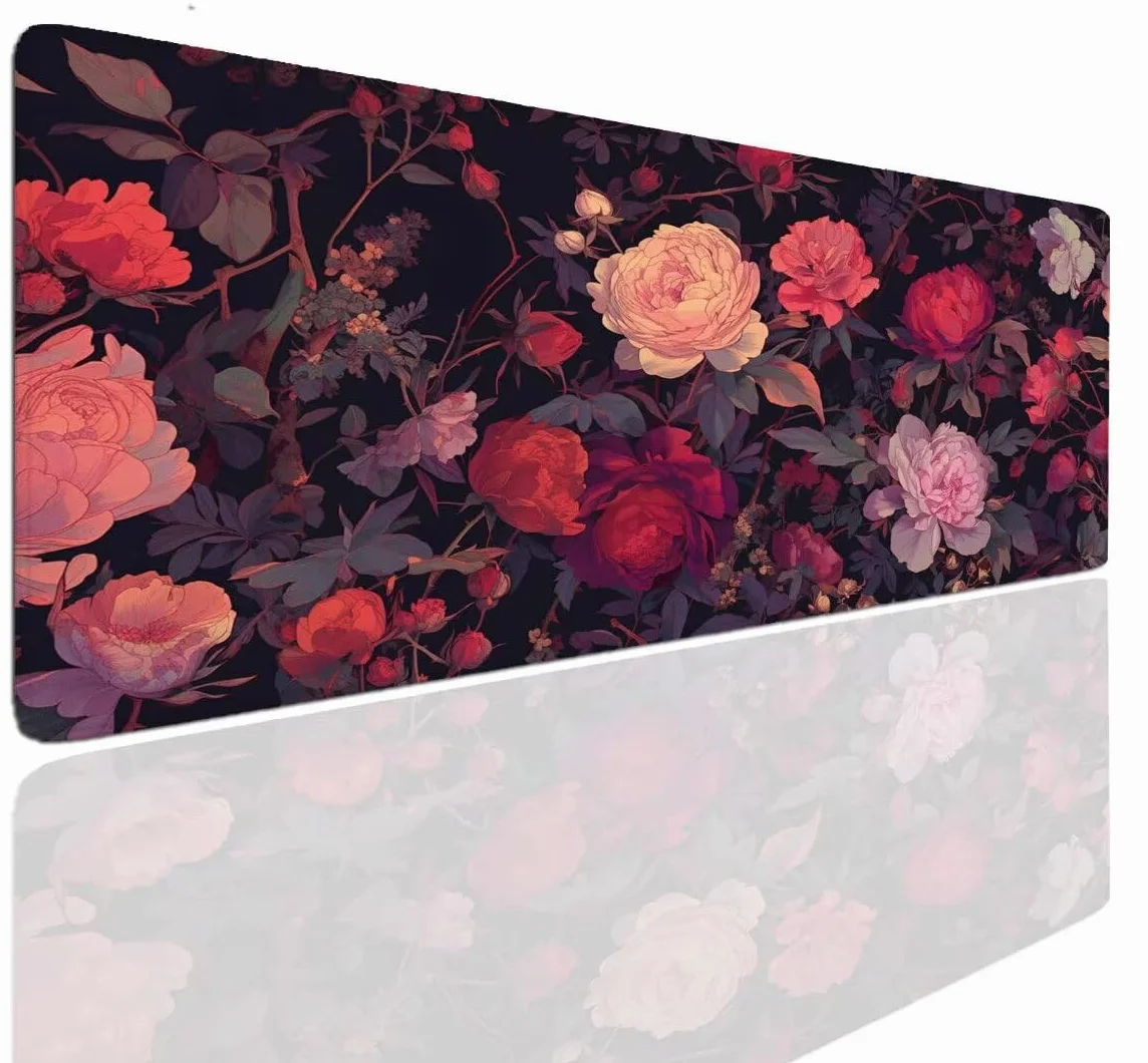 Alfombrilla Ratón Negro Art, Mousepad Alfombrilla Raton Gaming XXL 1600x800x4mm Mouse Desk Mat Gamer para Gaming, Tapete Escritorio Mujer Almohadilla Raton, Mouse Pad Base de Goma Antideslizante S-88