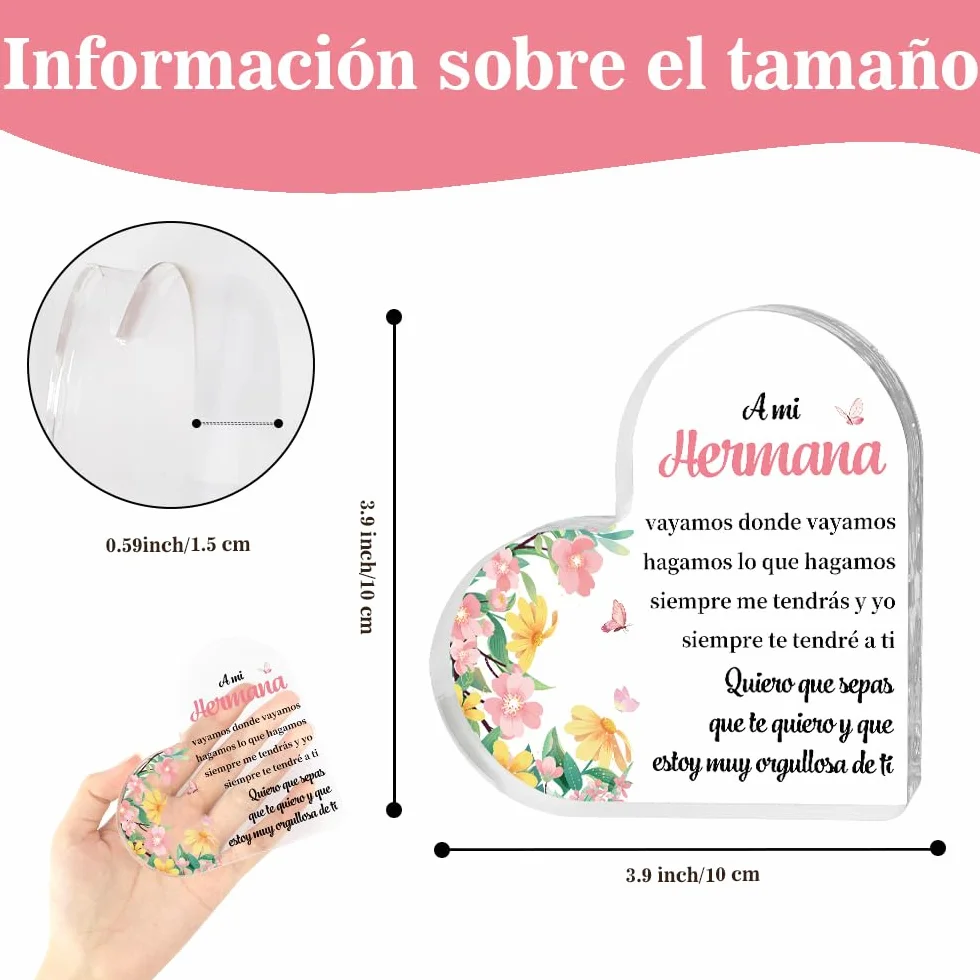 Regalos Navidad Mujer Corazón Acrílico para Hermana Regalo Original Amigo Invisible