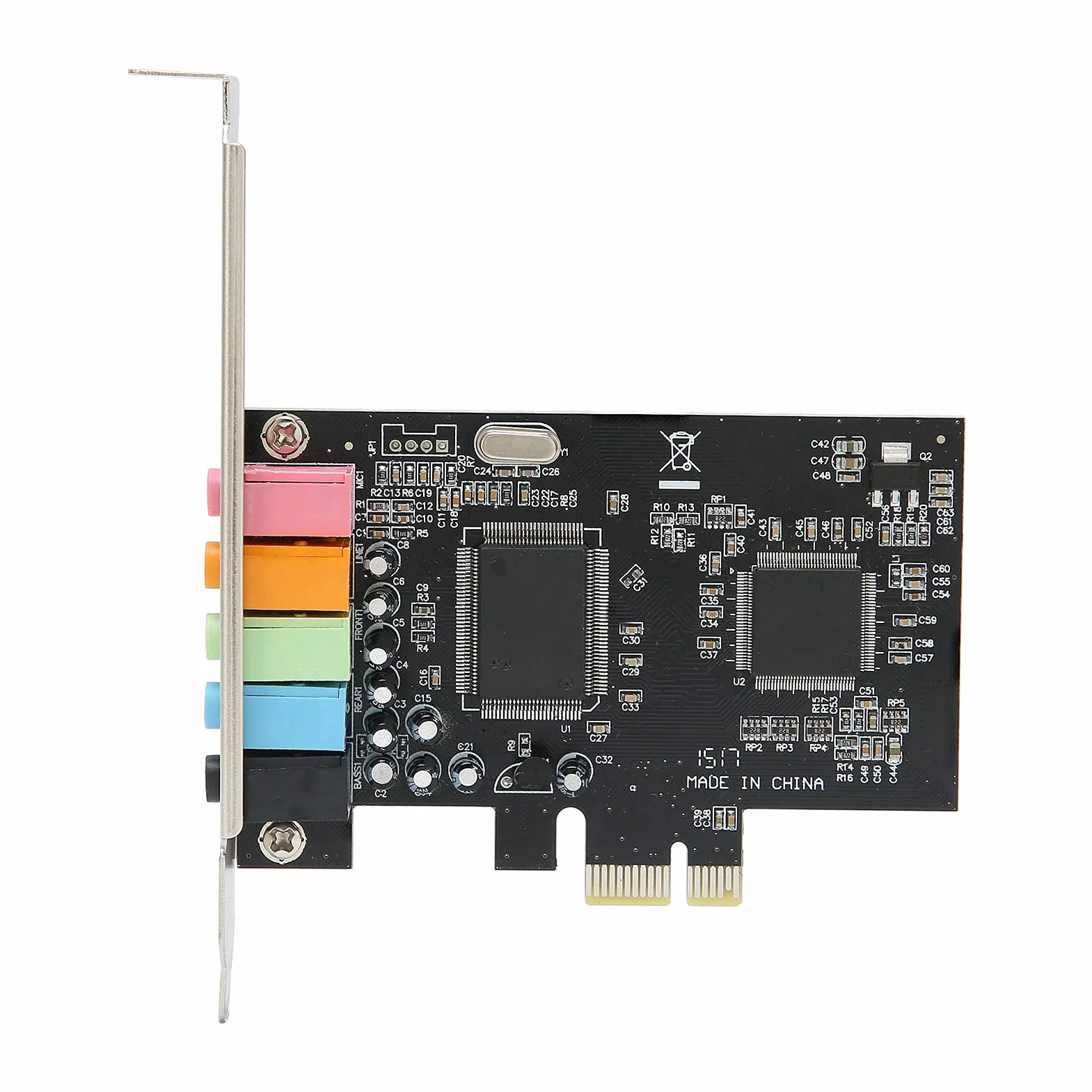 Tarjeta de audio estéreo PCI-E 5.1, tarjeta de sonido de escritorio, hardware de conversión de señal de audio de escritorio estéreo de 6 canales con CD de controladores, chip de audio multicanal CMI87