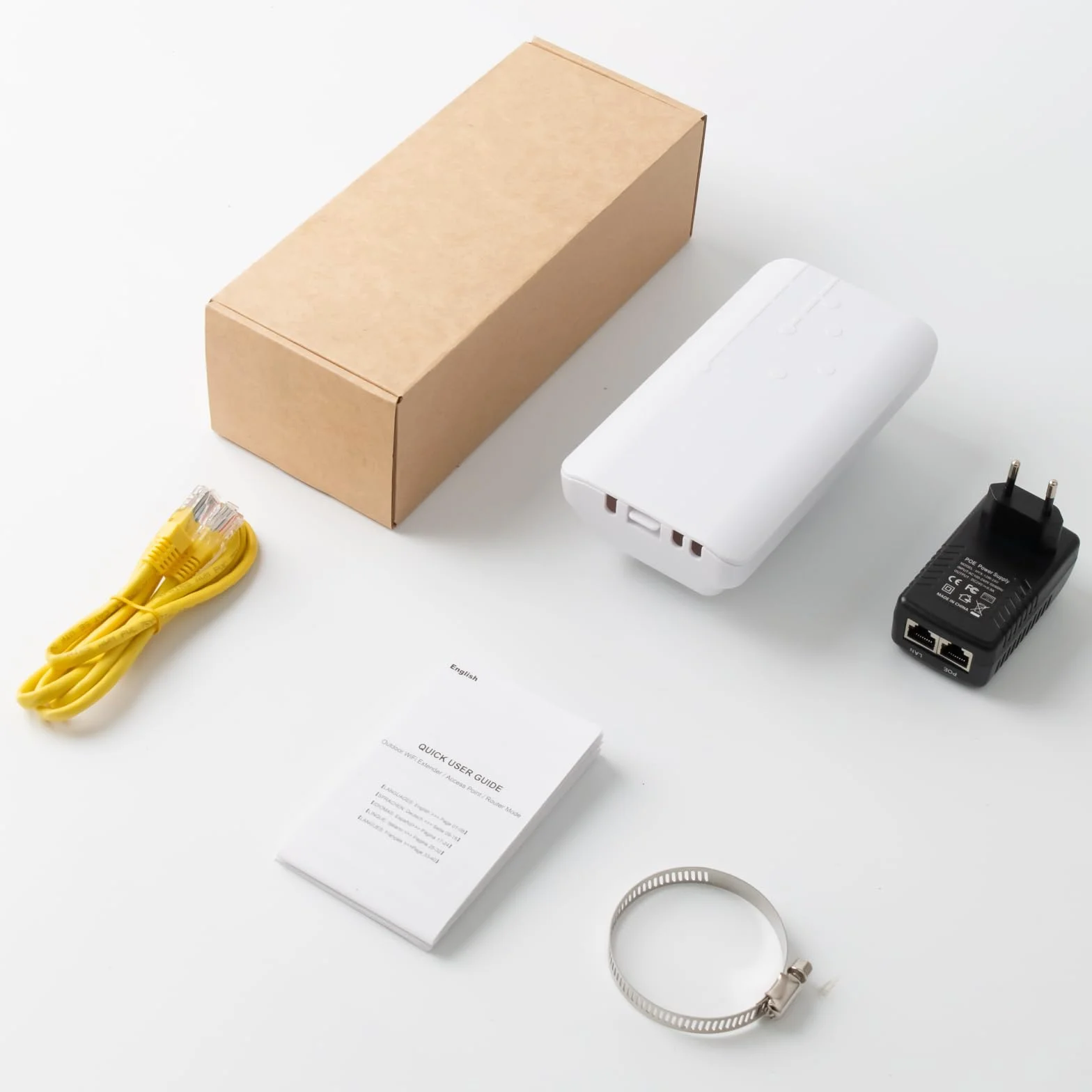 Repetidor WiFi Exterior, 300M Amplificador WiFi para Exteriores, Resistente IP65, WiFi Repetidor Jardín con Conexión LAN, 12 dBi Antena Oculta Integrada, Repeater/Ap/Router Modo