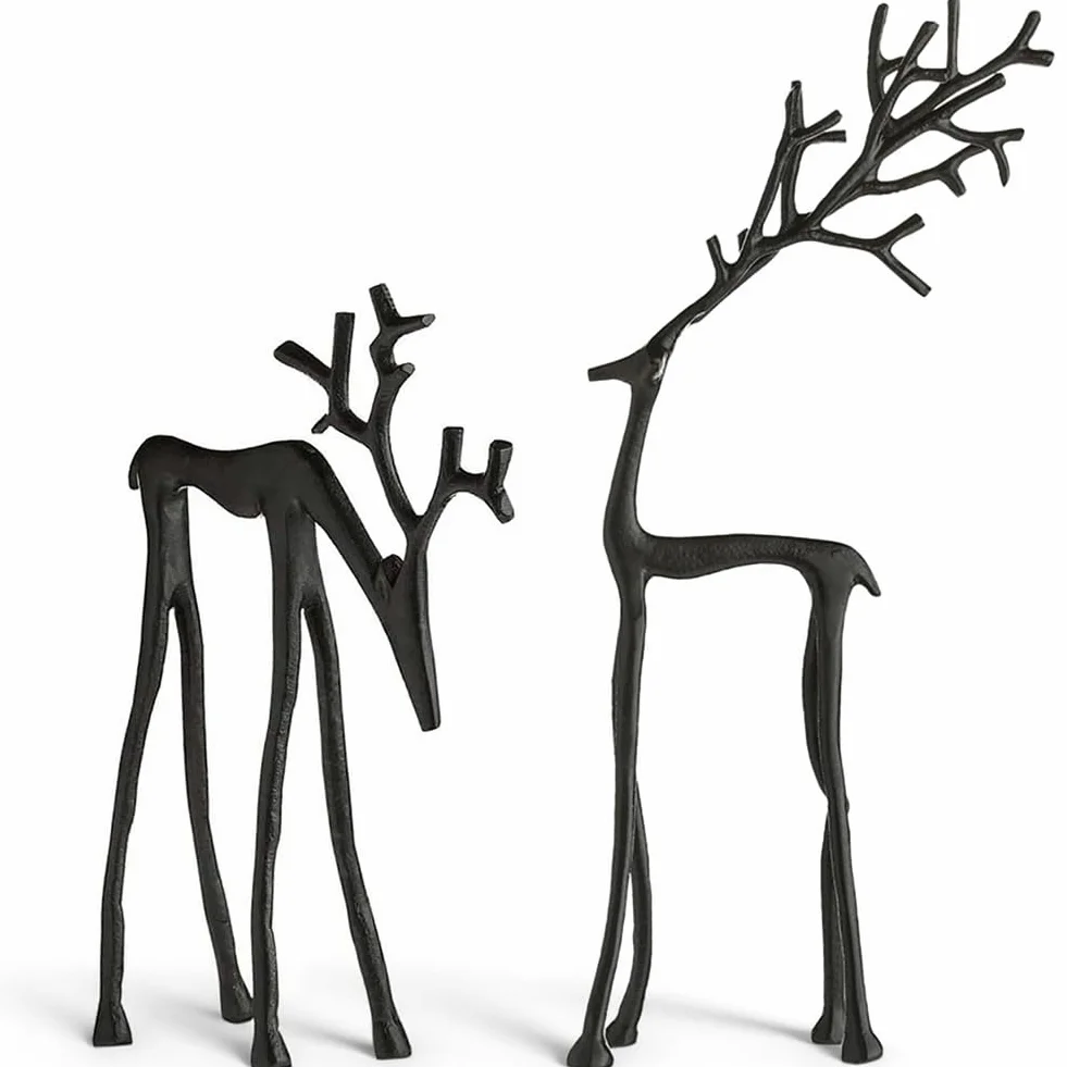 Renos decoración navideña figuras negras modernas adornos minimalistas para mesa salón hogar