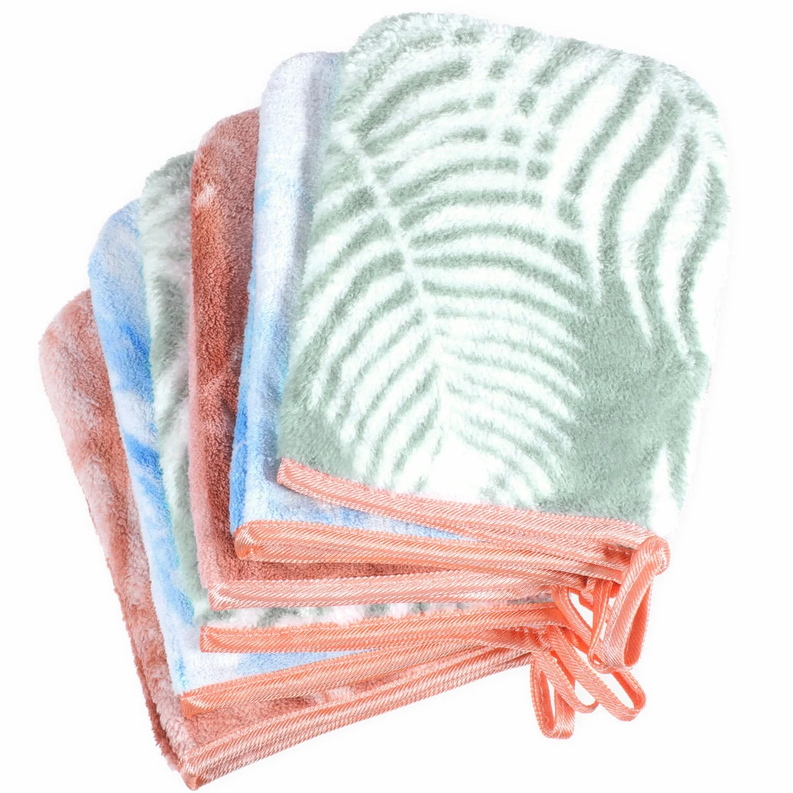 PHOGARY Juego Toallas baño 6 Pack Toallas para Cara Cuerpo, Toalla 21×15cm de Alta Densidad Súper Absorbentes y Suaves, Manoplas de Coralina, Toalla Pequeñas para Invitados (Tie-Dye)