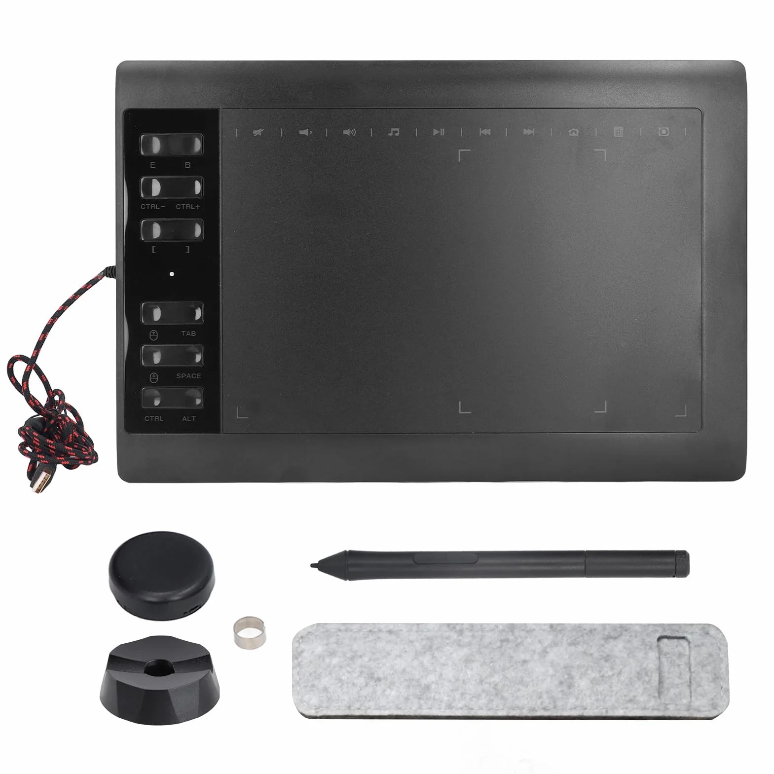 Tablet gráfica para Dibujo con sensibilidad a la presión de 8192 Niveles, 233 PPS y 5080 LPI; Tableta de Arte Digital para Ordenador de Escritorio, portátil y Android; 12 Teclas de