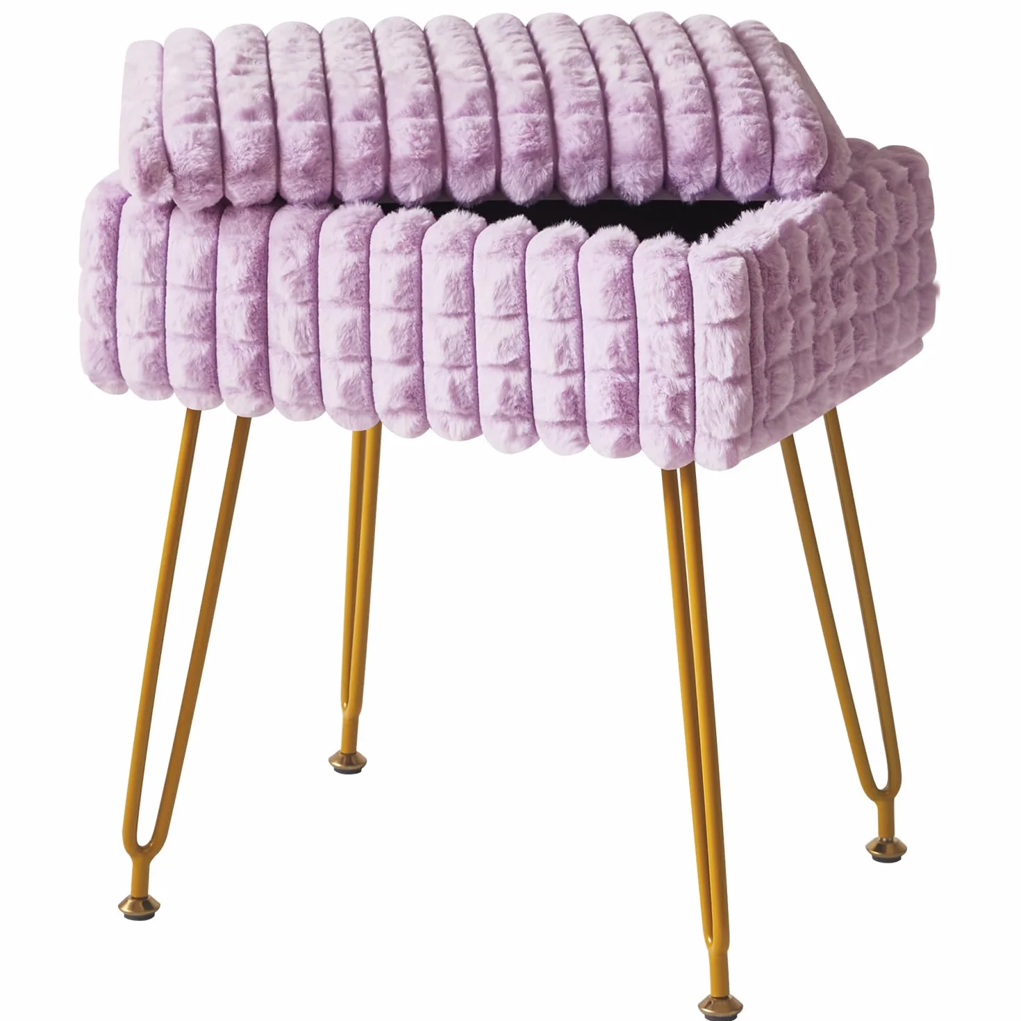Silla de Maquillaje Rectangular con Almacenamiento, Taburete Otomano, Púrpura WBD004V