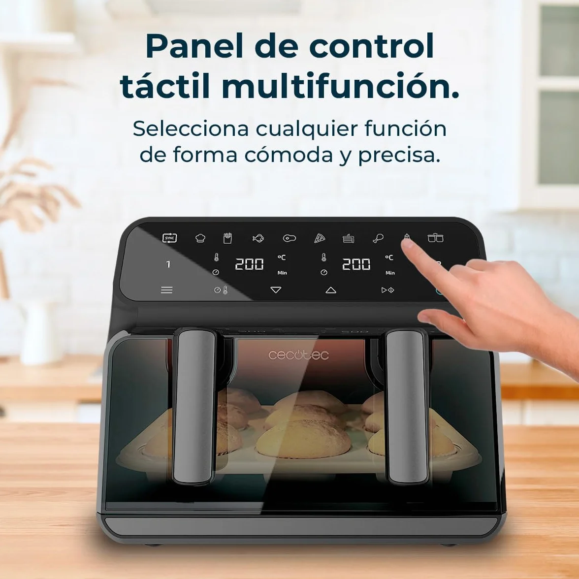 Cecotec Freidora de Aire sin Aceite 9L Doble Cubeta 4.5L Cecofry Advance 9000 Window Plus 2200W