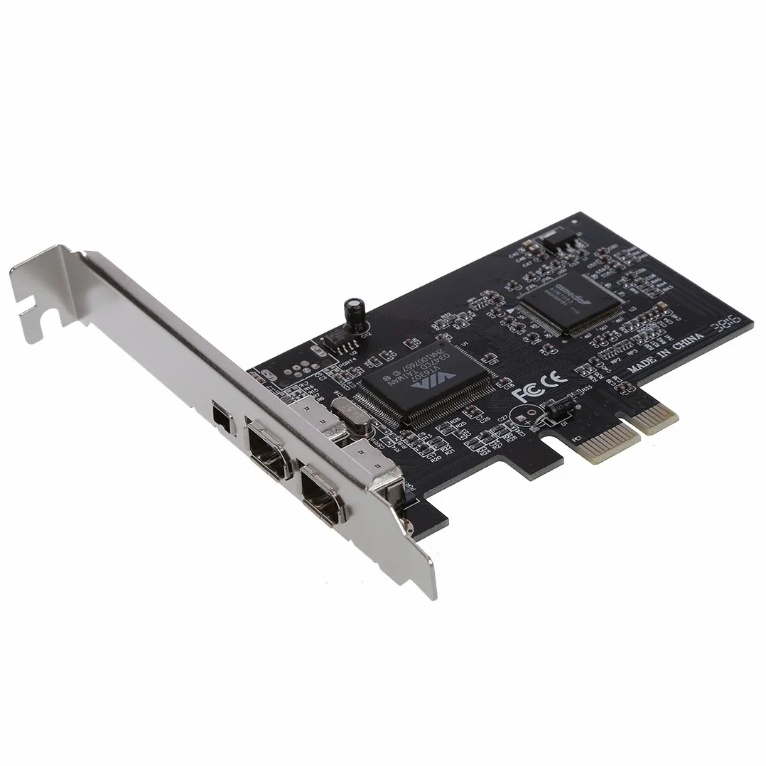Puerto de la tarjeta 3 regulador de PCI x1 PCI-E FireWire 1394a IEEE1394 para el escritorio