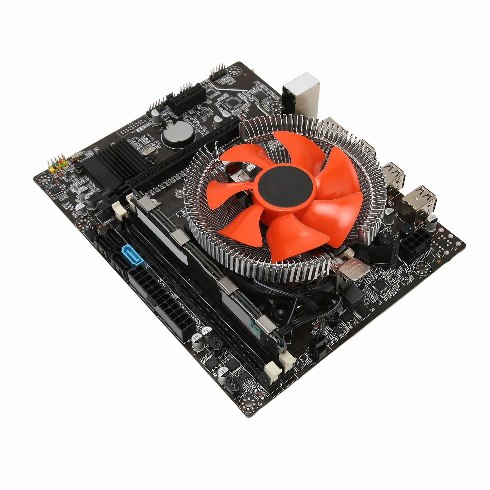 Qcwwy Combo De CPU De Placa Base, Juego De Placa Base para PC para Juegos De PCB con Luces Indicadoras Dobles, Procesador De 6 Núcleos Y Ranura Nvme para Sistemas Compatibles con Lga 1356