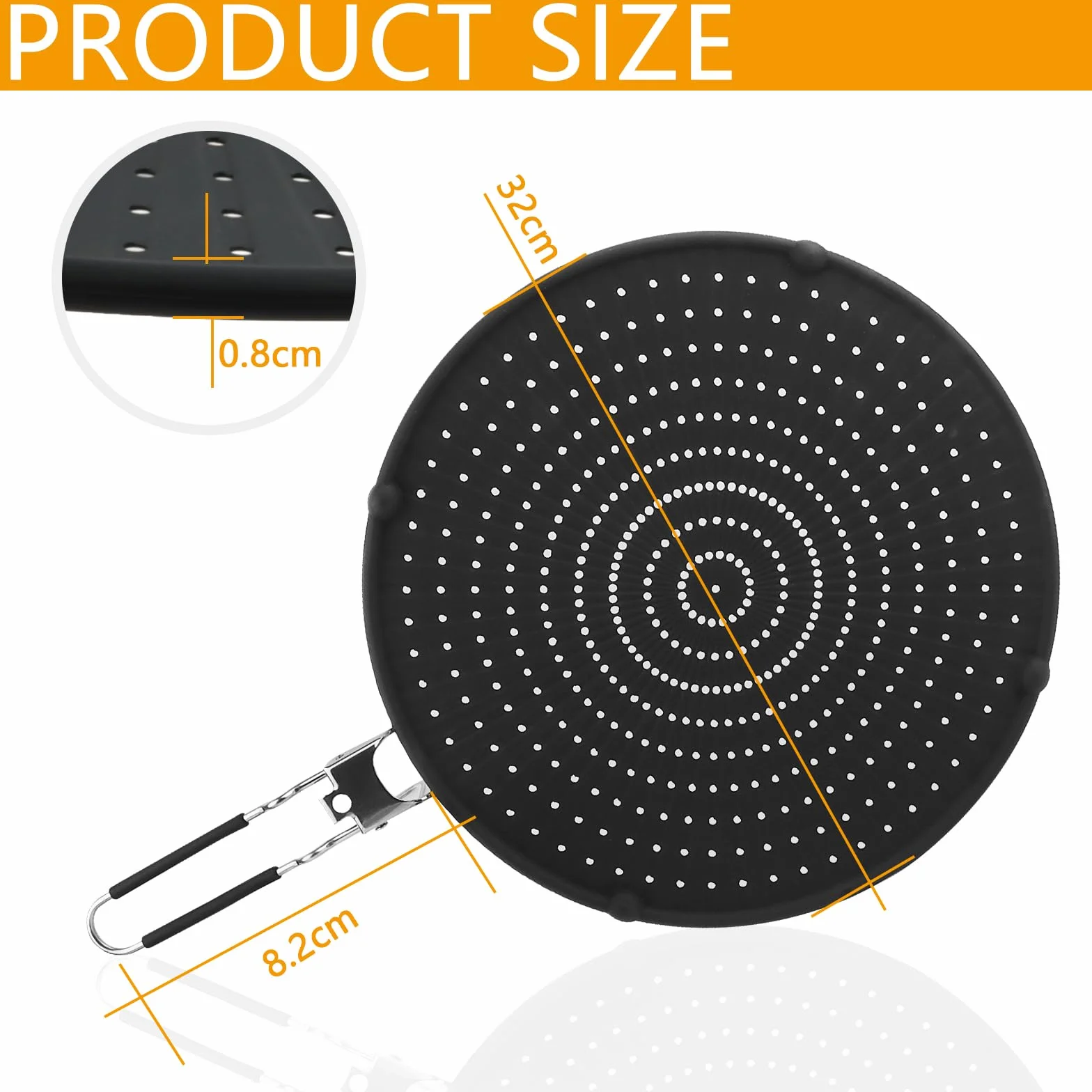 Pantalla de Salpicaduras de Acero Inoxidable 32CM con Mango Protector Antisalpicaduras RISVOWO