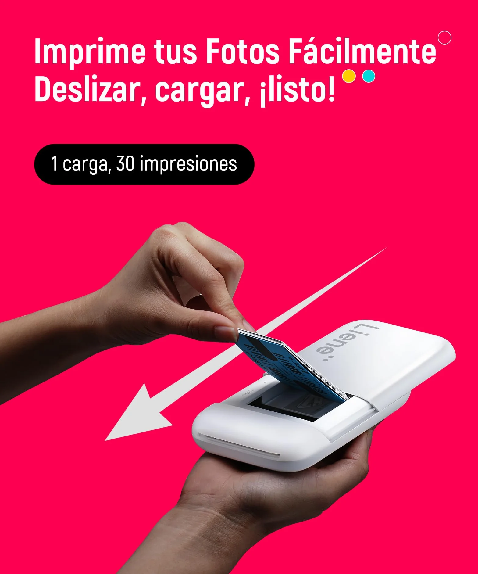 Liene Pearl K100 Mini Impresora Fotográfica instantánea, Bluetooth Impresora Movil Portatil con 50 Zink Papeles Fotográfico Adhesivos, 2x3, para iOS/Android Smartphone, Blanco