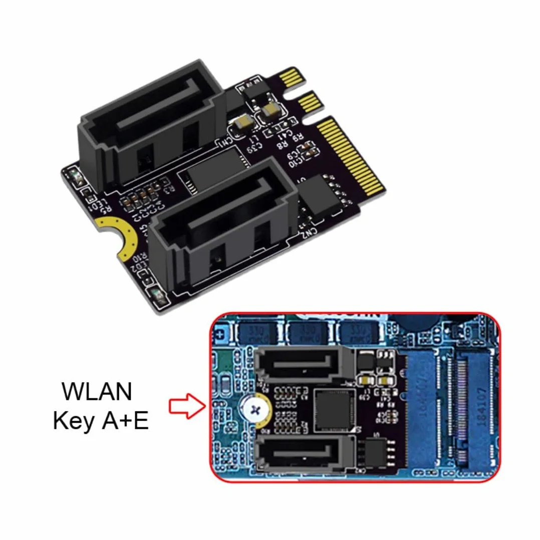 ChenYang Adaptador de tarjeta de extensión PCIE 3.0 M.2 (llave A+E) a 2 SATA 3.0 para tarjeta madre SATA de extensión de puerto de disco duro