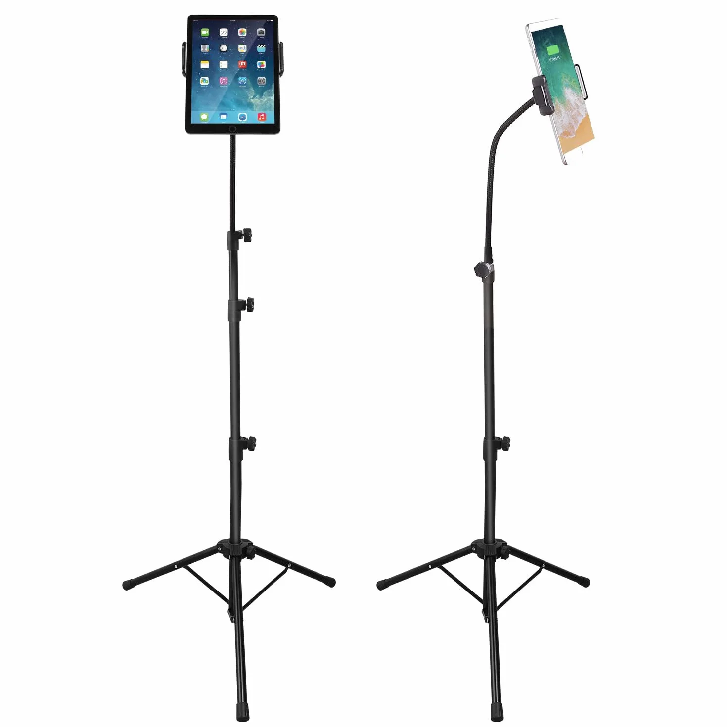 Soporte de Trípode para iPad de 63 pulgadas, Soporte de Piso para Tableta con Cuello de Cisne, Soportes con Rotación de 360° Ajustable para iPhone, iPad Mini Pro Air, Mayoría de Teléfonos y Tabletas