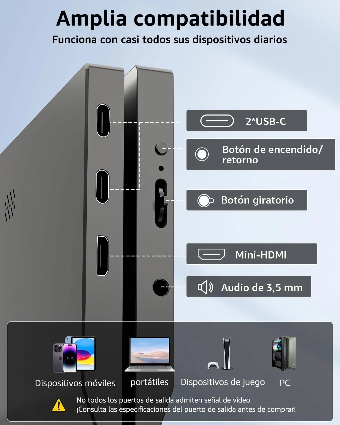 Monitor Portátil 15,6 Pulgadas IPS 1080P FHD USB Type-C HDR HDMI USB C para MacBook PC Xbox PS4/5 Nintendo Switch