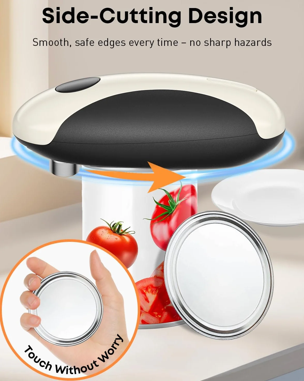 Pawfly Abrelatas Eléctrico Recargable Automático sin Cable One-Touch para Bordes Lisos