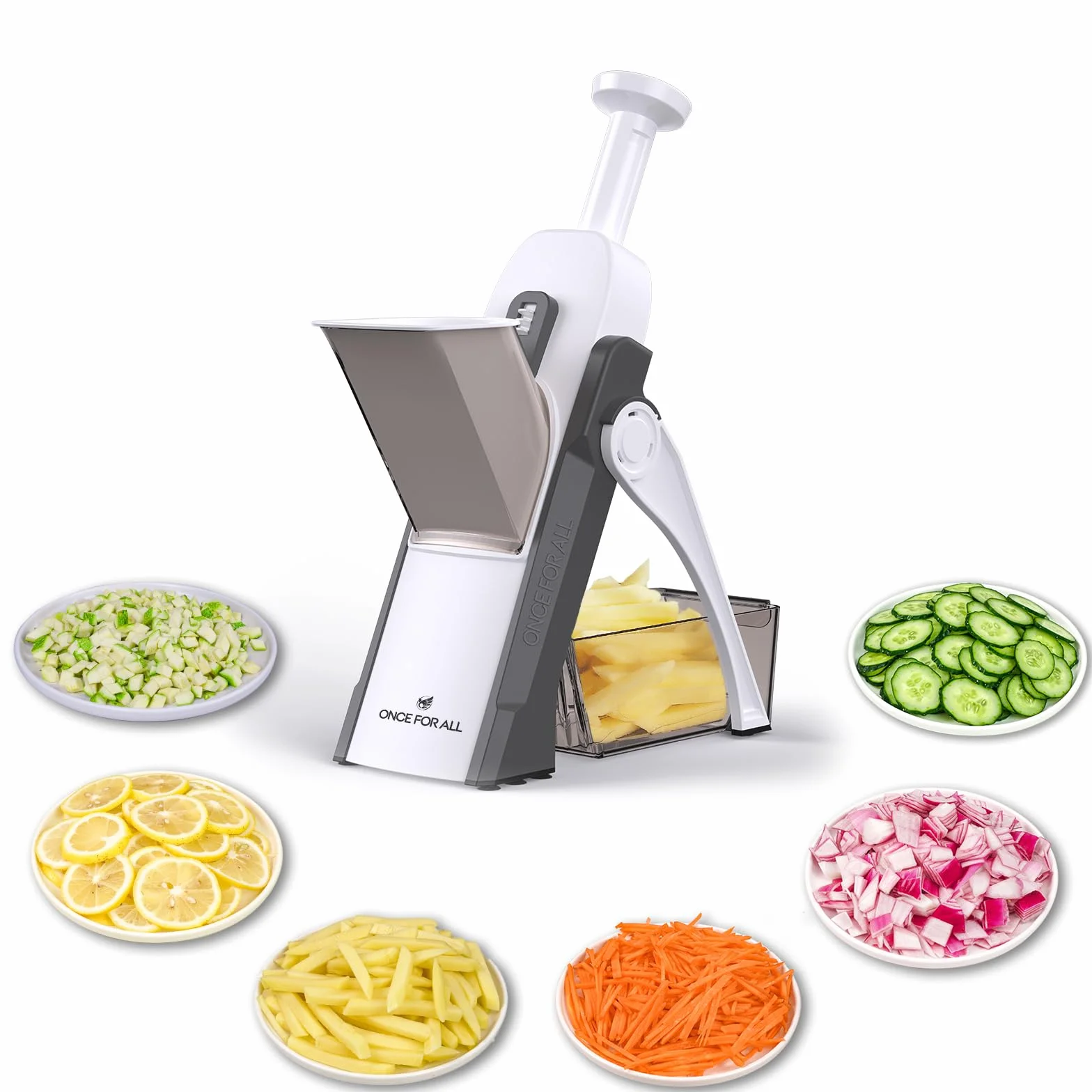 ONCE FOR ALL Mandolina de Cocina Manual Cortador de Verdura Multifuncional Acero Inoxidable Gris
