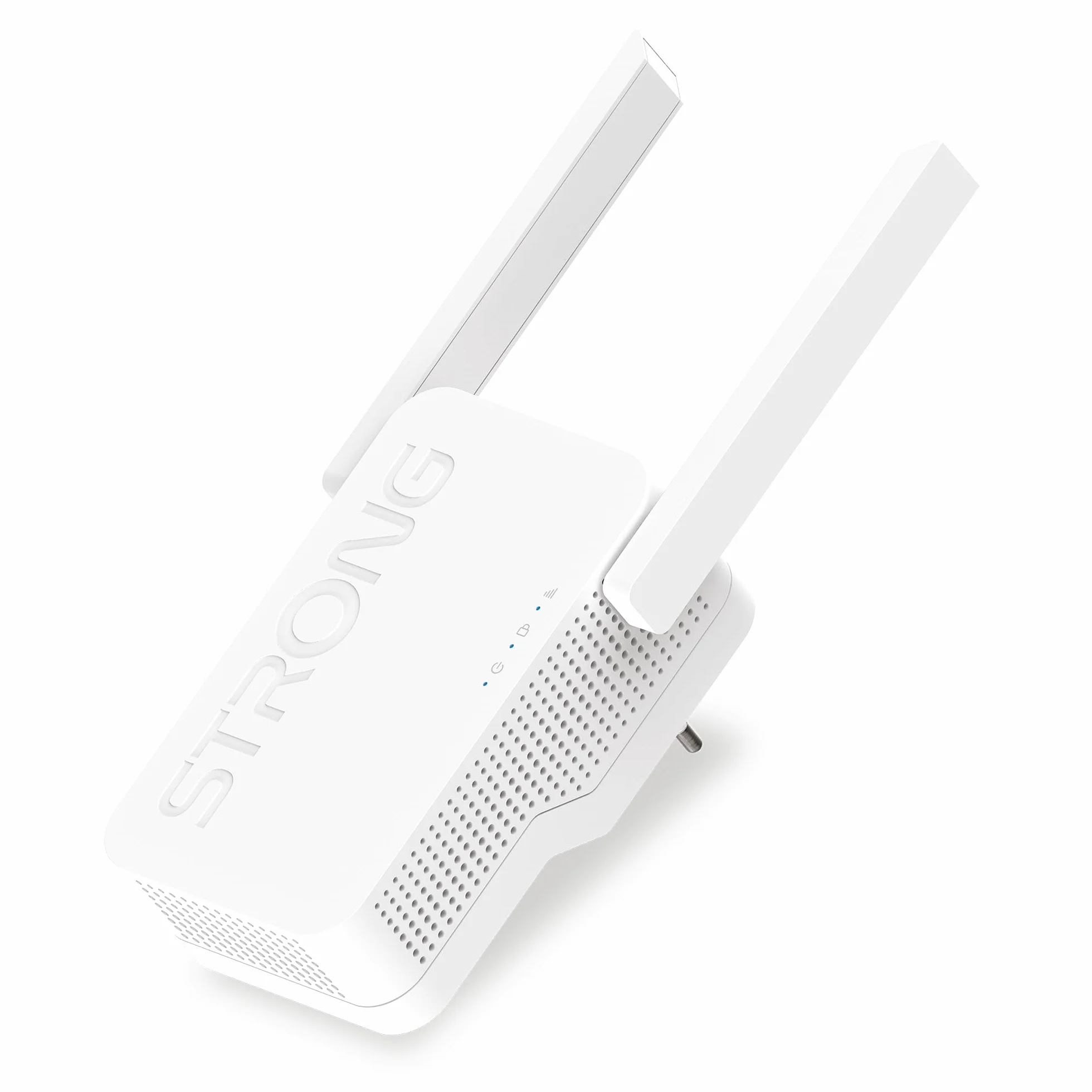 Strong - WiFi Amplificador - Repetidor WiFi 6 AX1800 Mbps - Compatible con Box/Router - 1 Puerto Gigabit Ethernet WAN/LAN- Doble Banda 2,4 GHz + 5 GHz - 2 Antenas Externas - Blanco