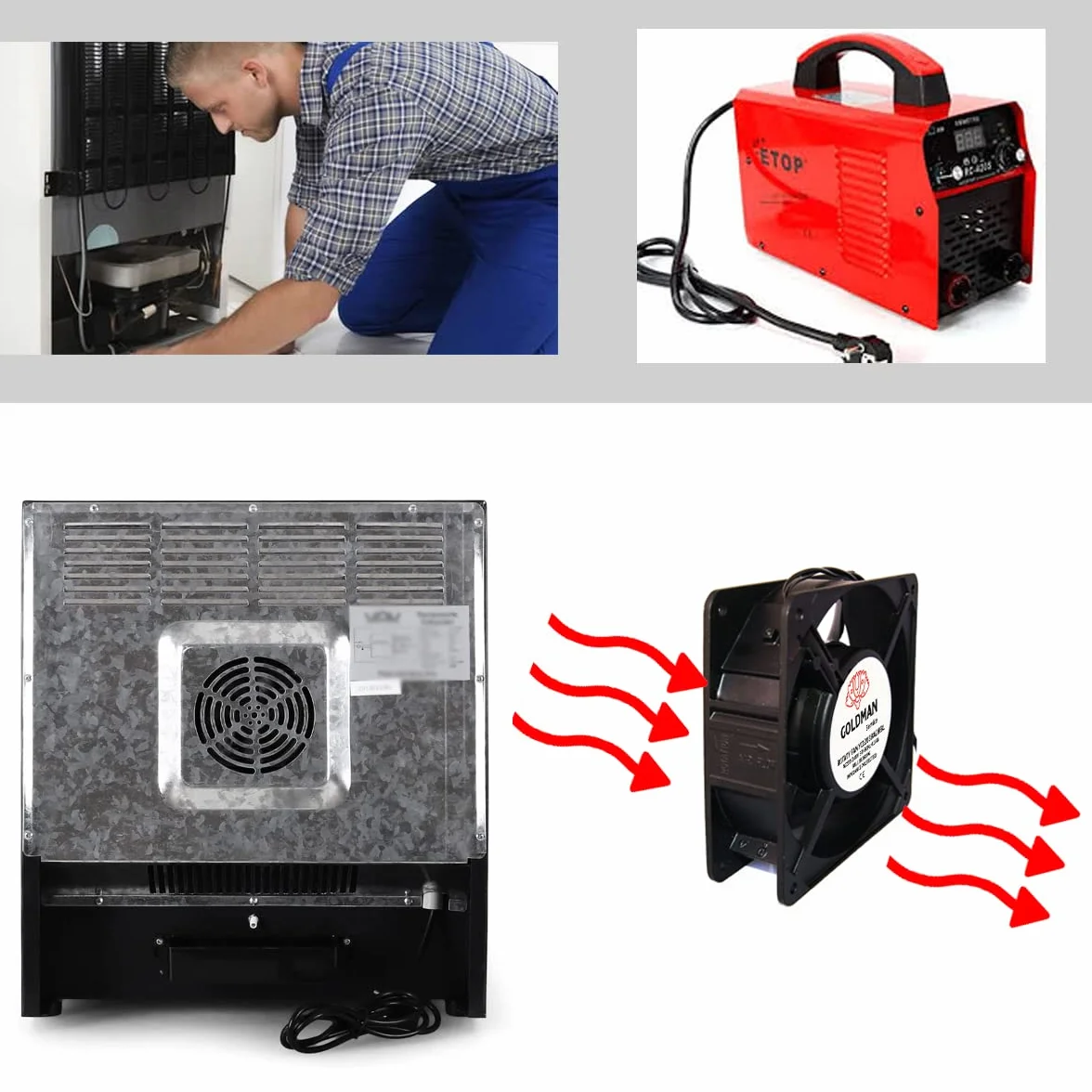 GOLDMAN SERVICE Ventilador fan Axial de refrigeración 120 x 120 x 38 mm - extractor de aire para enfriamiento de máquinas y circulación de aire (23W)