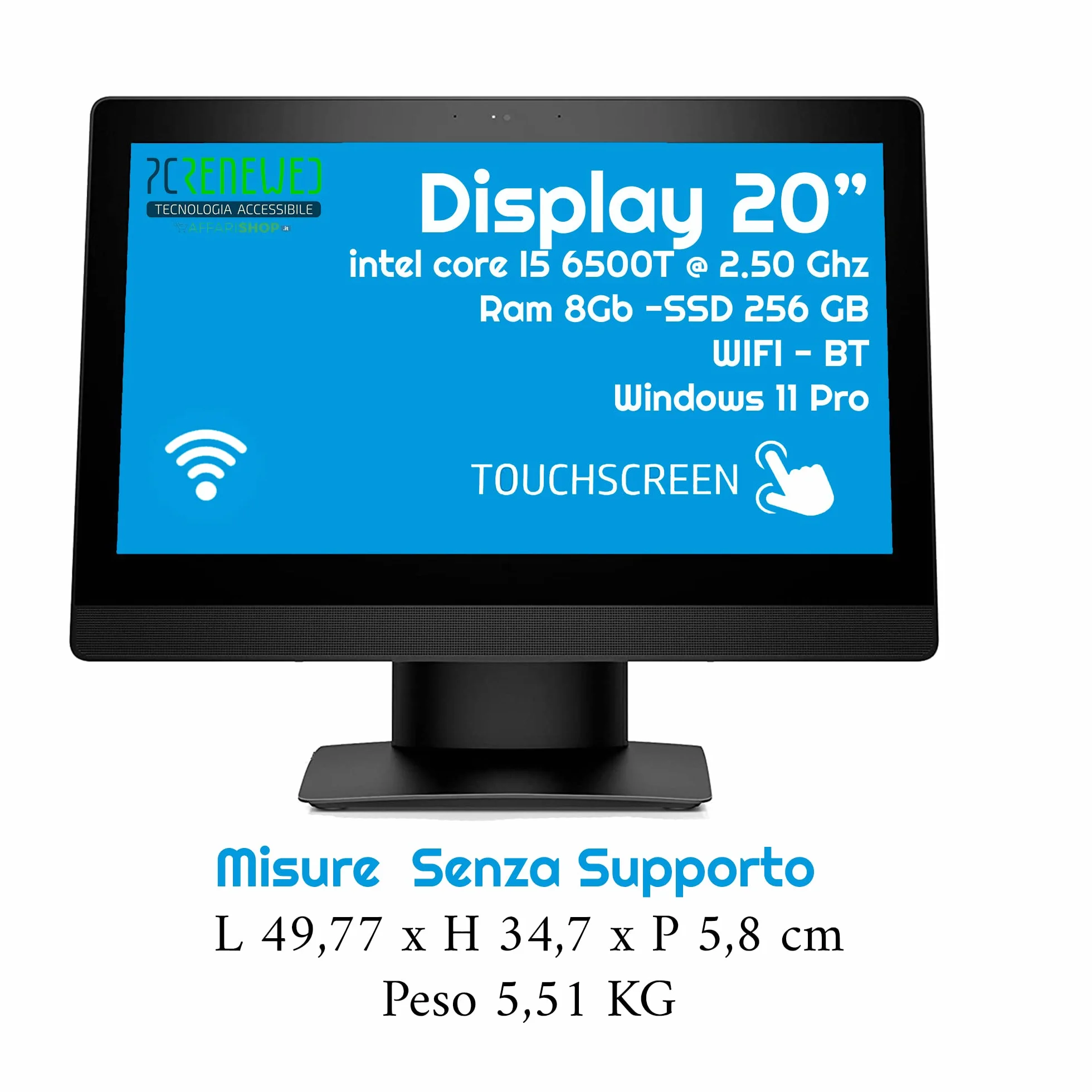 HP Pantalla táctil todo en uno Intel I5 6500 8GB SSD 240 Windows 11 Desktop 20 pulgadas Wi-Fi - PC con cable completo (solo PC) (renovado)