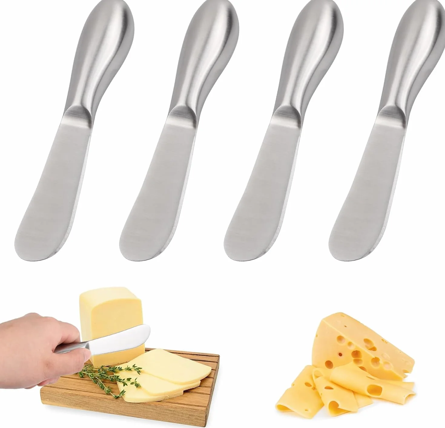 Linwnil Juego de cuchillos esparcidores, esparcidores de queso y mantequilla, cuchillos de mantequilla multiusos de acero inoxidable