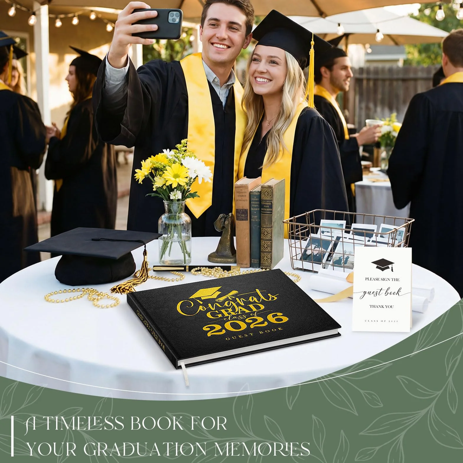 Lanpn Graduation Guest Book for Class of 2026, 140 Pages Black, with Pen Sign, University Remember