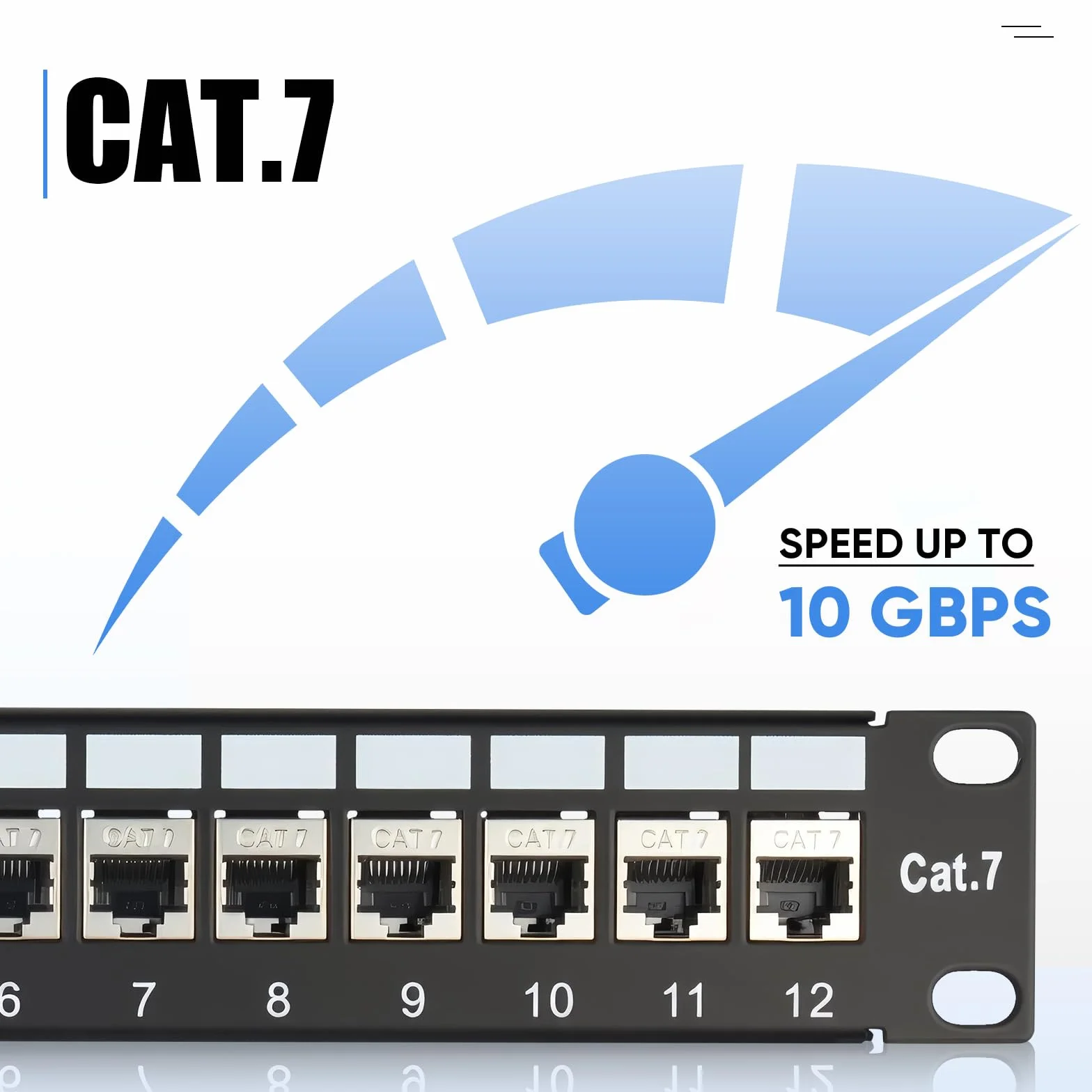 Panel de conexiones Cat 7, 1U 12 Puertos, panel de conexión Keystone de 10 pulgadas, panel de distribución LSA, acoplador Keystone blindado RJ45, compatible con cables de red Cat 7/6A/6/5e y Cat5
