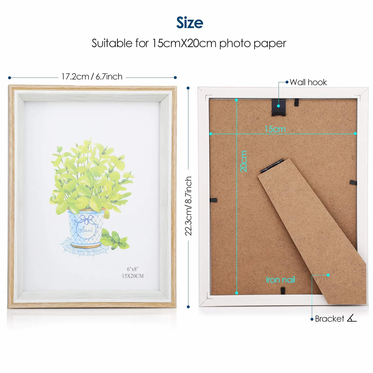 Simpeak Marco De Fotos 15x20 Cm 3 Piezas Juego Con Soporte 6x8 Pulgadas Blanco