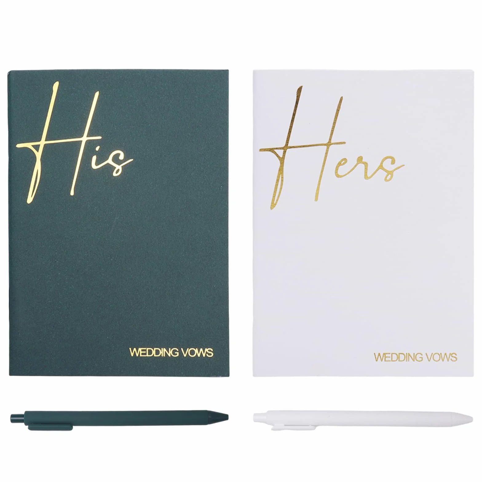 VOSSOT 2 libros de votos boda cuaderno él ella regalo lámina dorada 12 páginas verde oscuro blanco
