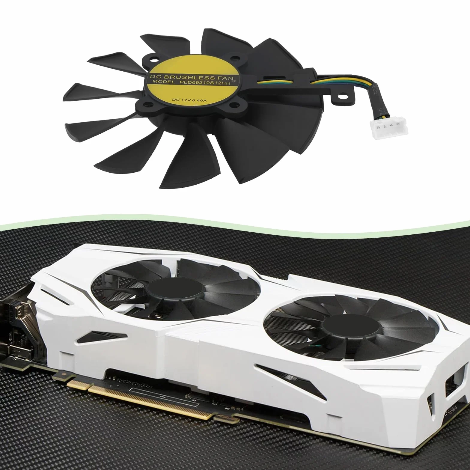 OTOTEC Ventilador Refrigeración Tarjetas Gráficas PLD09210S12HH Ventilador Tarjetas Video Compatible con ASUS Strix R9 390X 390 RX480 GTX 980Ti 1060 1070 1080 Tarjeta Gráfica 12 V/0,4 A