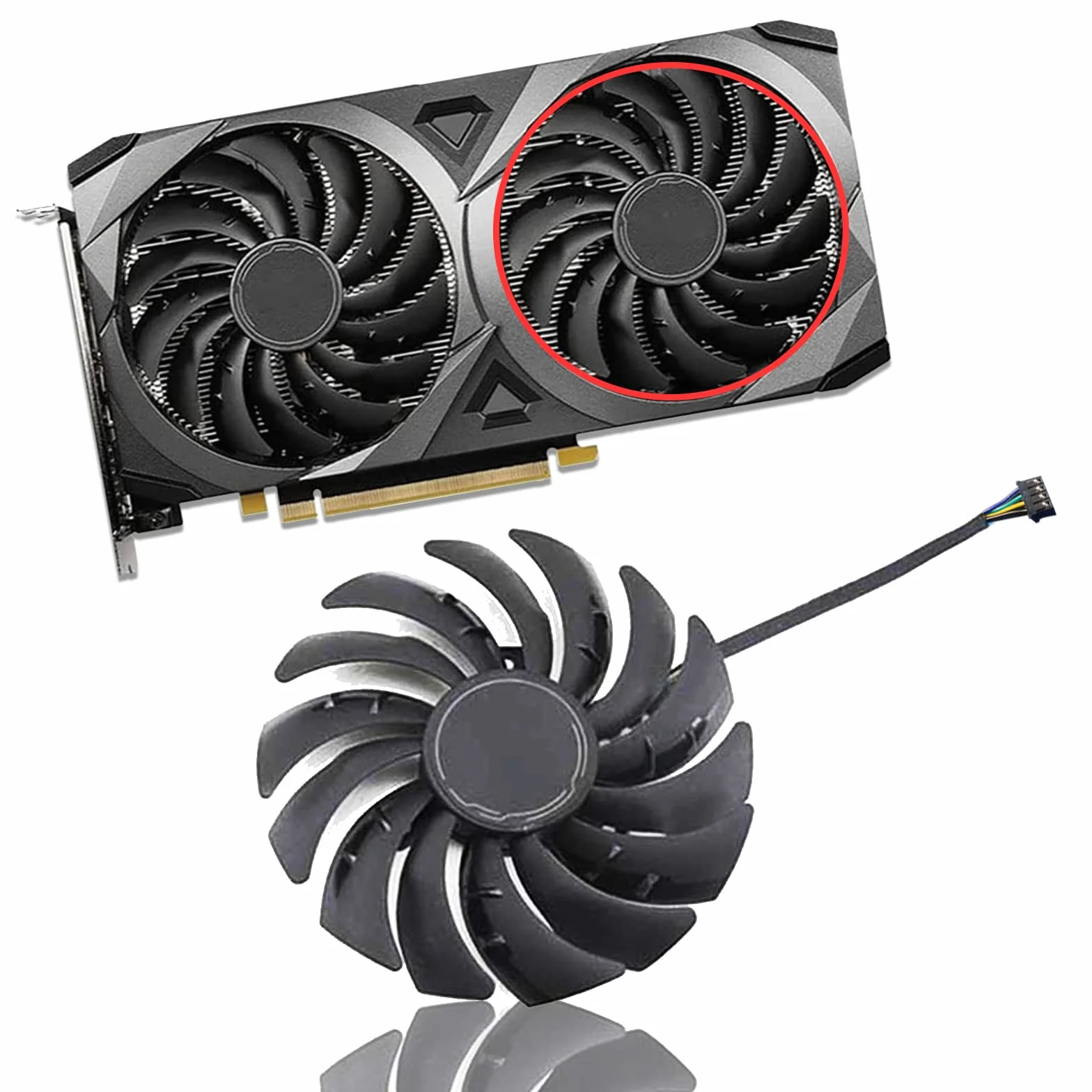 PLD10010S12HH 95mm DC12V 0.40A RTX3060 RTX3070 VGA Reemplazar ventilador de gráficos Cooler para MSI RTX 3070 3060 3060Ti VENTUS 2X OC ventilador de refrigeración de tarjeta gráfica (Fan-B)