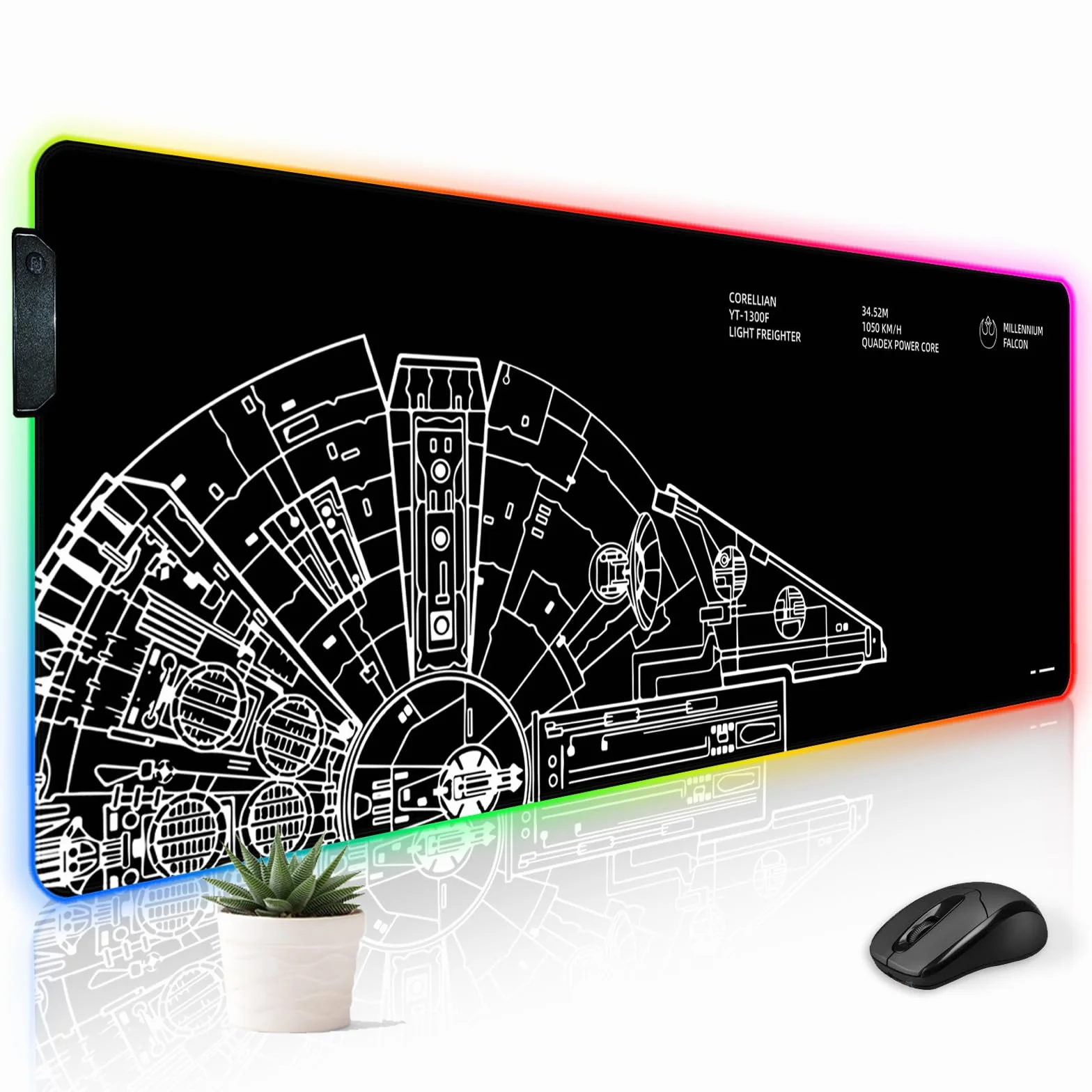 Alfombrilla de mouse RGB LED para juegos, teclado grande, lindo ordenador de sobremesa, portátil, 14 luces, XXL, largo, gigante, grande, fresco, diseño moderno, único para hombres, niños,