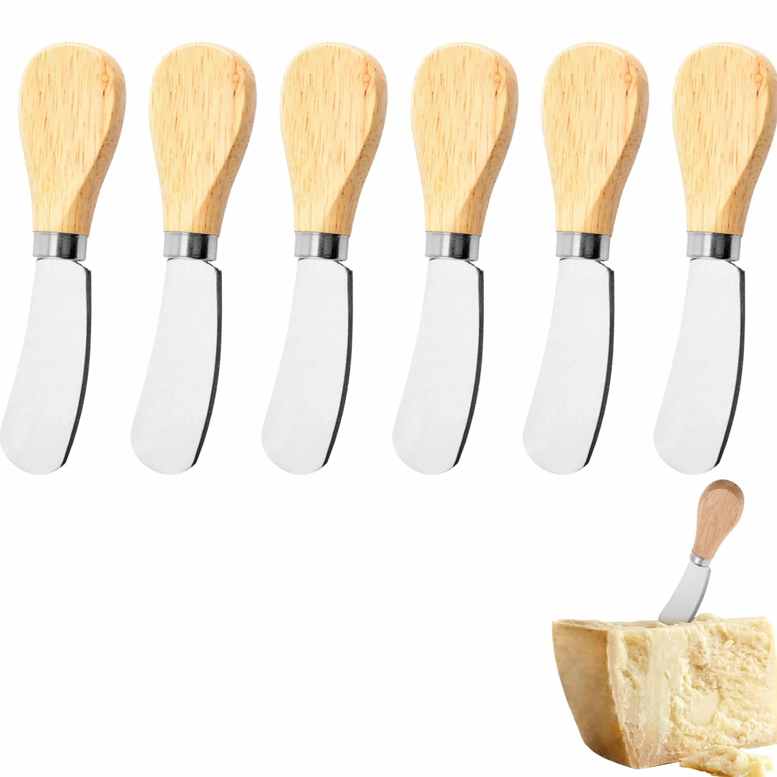 Pcsfoe Cuchillos de Mantequilla de Acero Inoxidable - Set de 6 Cuchillos para Mesa, Queso y Utensilios de Cocina