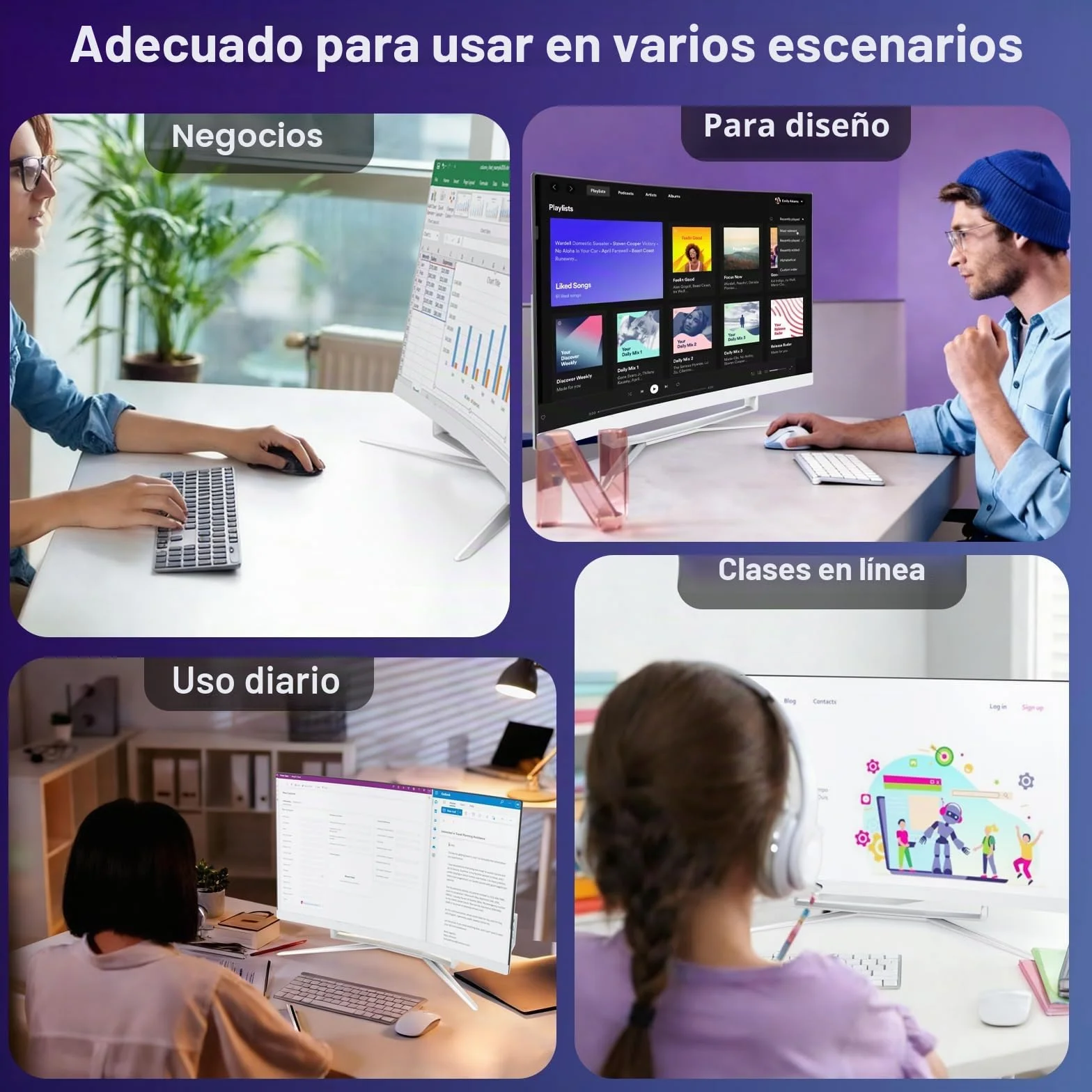 27 Pulgadas Computadora Todo en Uno, Pantalla FHD Curva, Ordenador Todo-en-Uno 16GB DDR3 512GB ROM SSD Core i7 7700HQ Bluetooth WiFi de Doble Banda con ratón y Teclado cableado