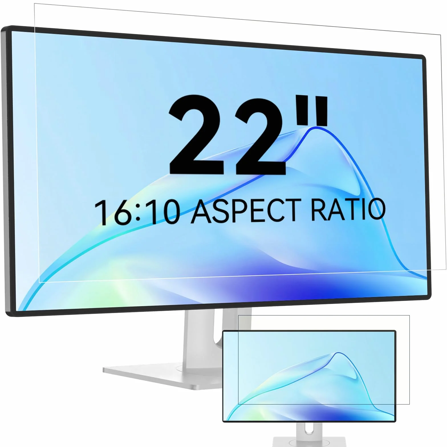 Mamol - Filtro de pantalla de luz azul para pantalla de PC y monitor de 22 pulgadas, aspecto 16:10, extraíble protección de pantalla, revestimiento antireflejo, protector de pantalla para monitor