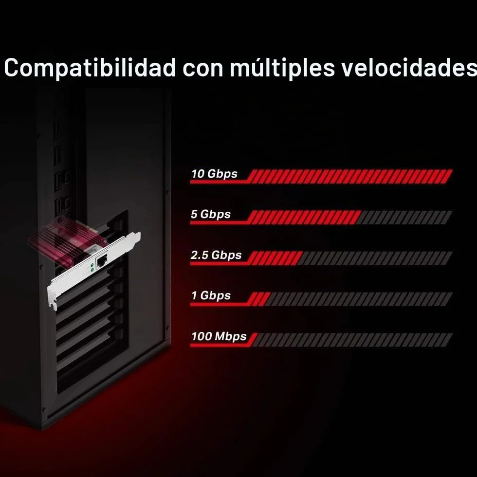 [Nuevo] TP-Link TX401 – Tarjeta de Red PCIe 10 GB/s, Adaptador 10GBase-T con disipación Avanzada, Compatible 5G/2.5G/1G, Incluye Cable Cat6A, Baja latencia, Ideal para Gaming y NAS, Windows & Linux